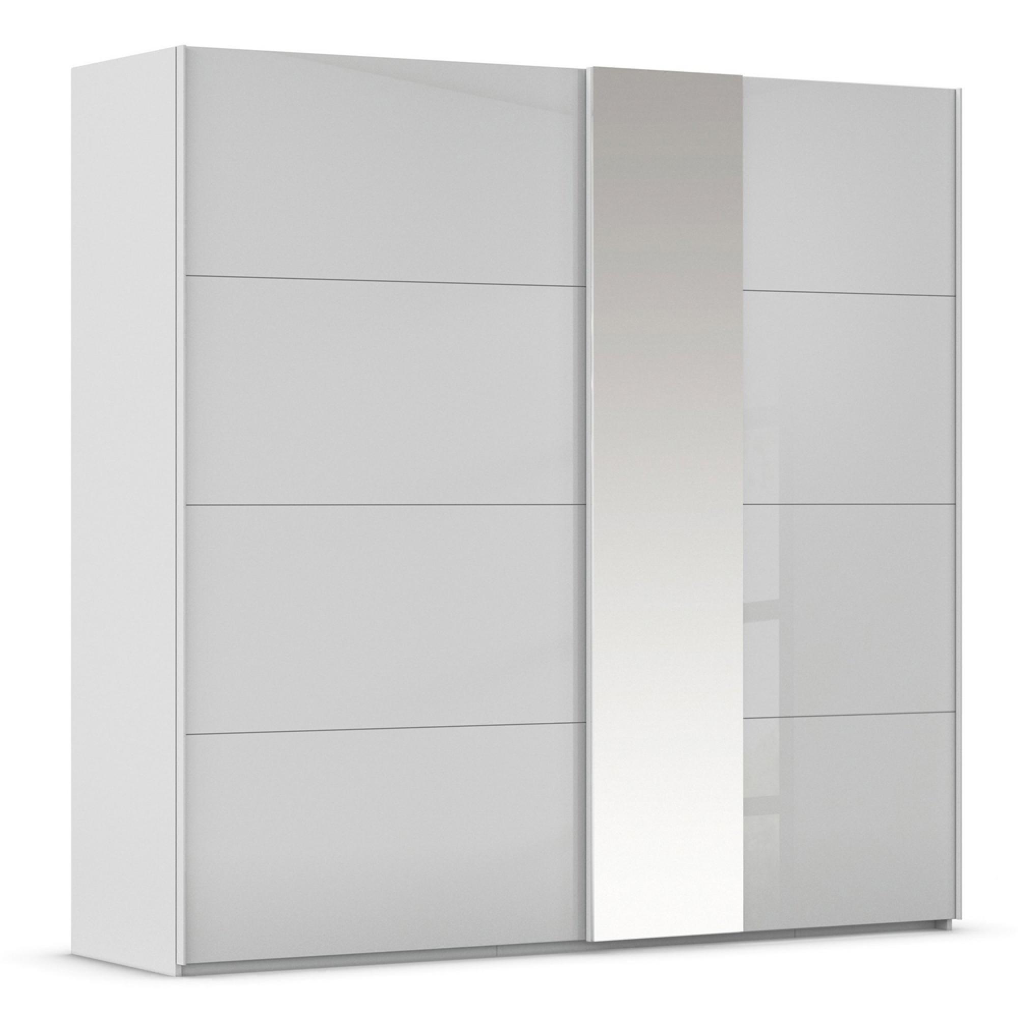 Rauch Miramar Type-1 226cm 2 Door Sliding Wardrobe with Mirror - Silk Grey and Silk Grey Glass