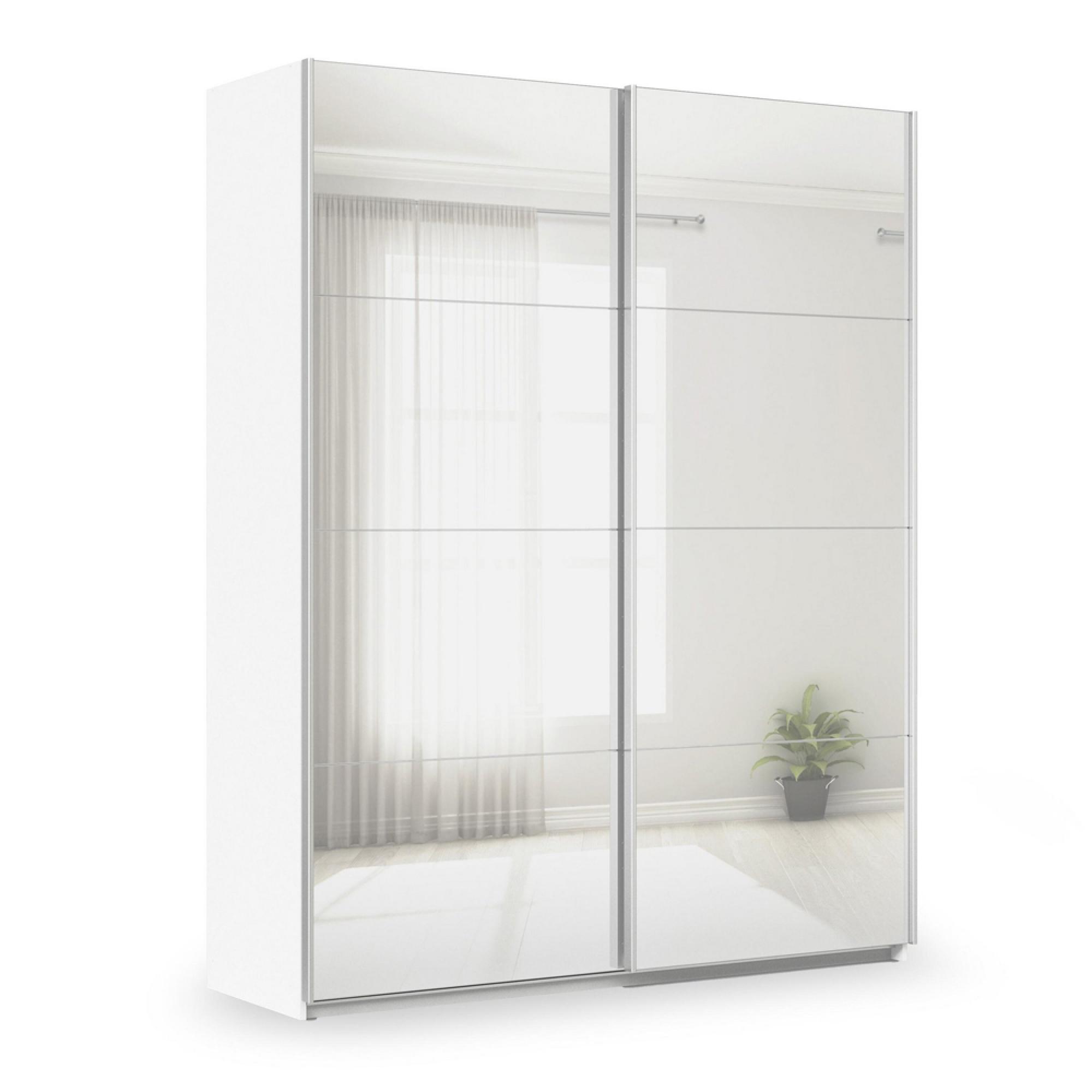 Rauch Miramar Type-3 181cm 2 Door Mirrored Sliding Wardrobe - Alpine White