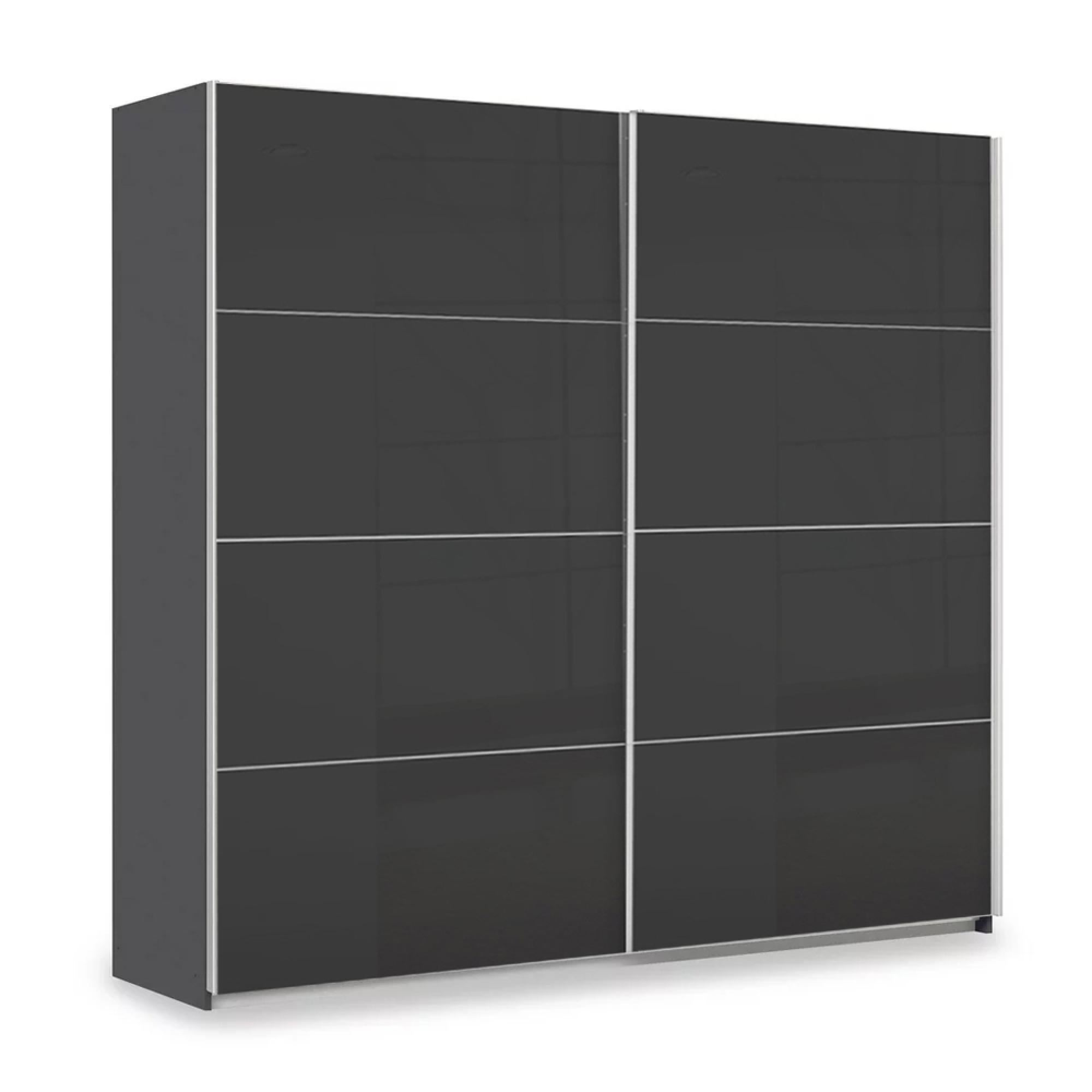 Rauch Miramar Type-3 226cm 2 Door Sliding Wardrobe - Graphite and Basalt Glass