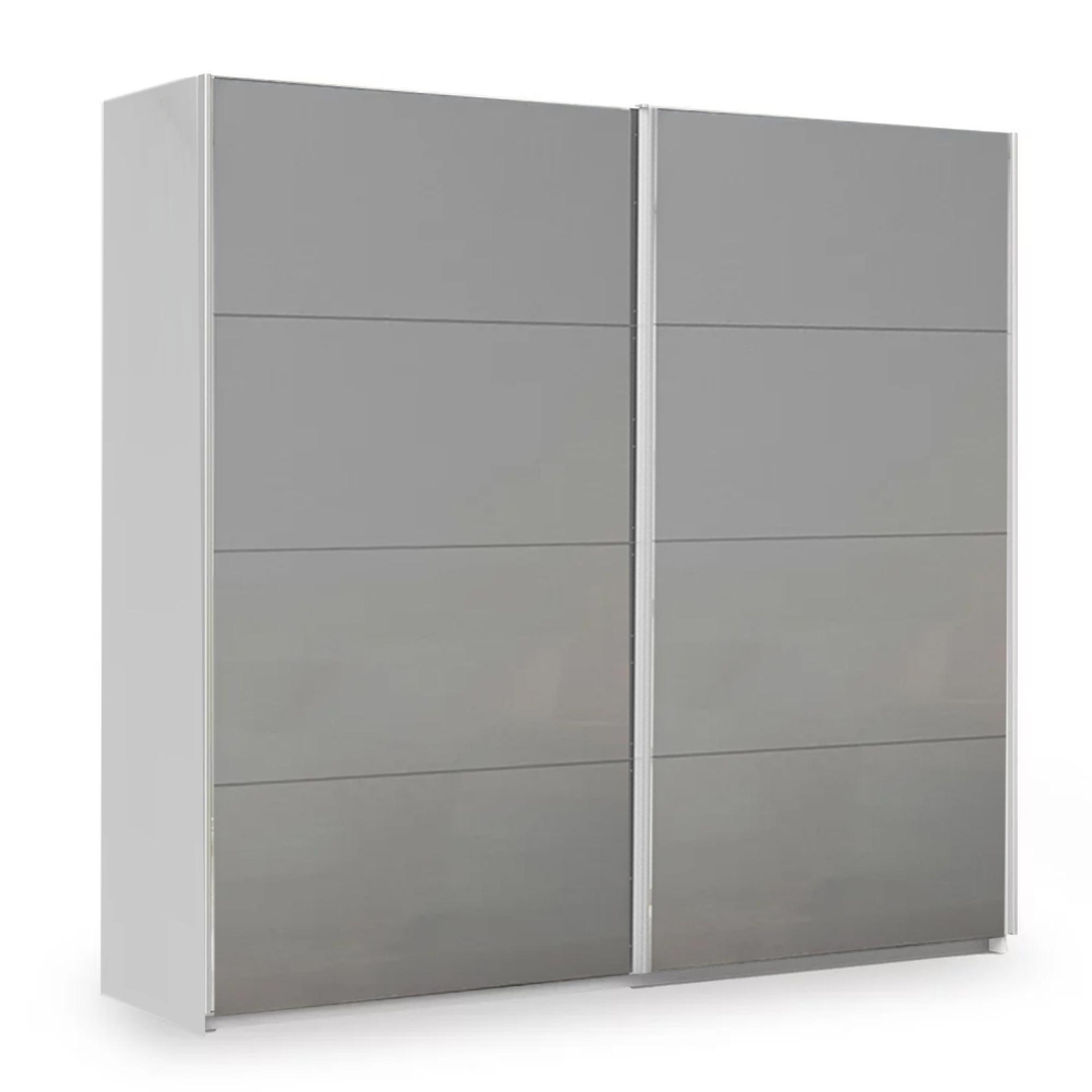 Rauch Miramar Type-3 226cm 2 Door Sliding Wardrobe - Silk Grey and Silk Grey Glass