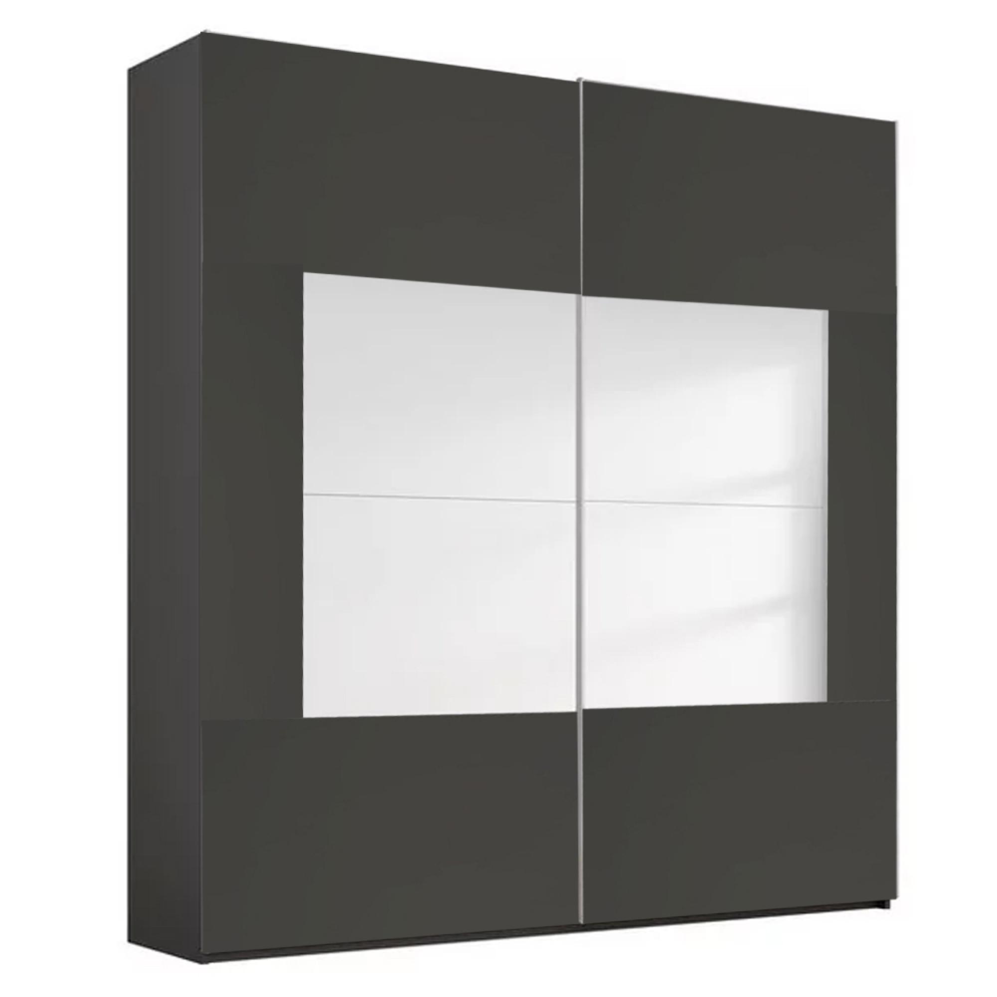Rauch Miramar Type-4 181cm 2 Door Sliding Wardrobe - Graphite and Basalt Glass