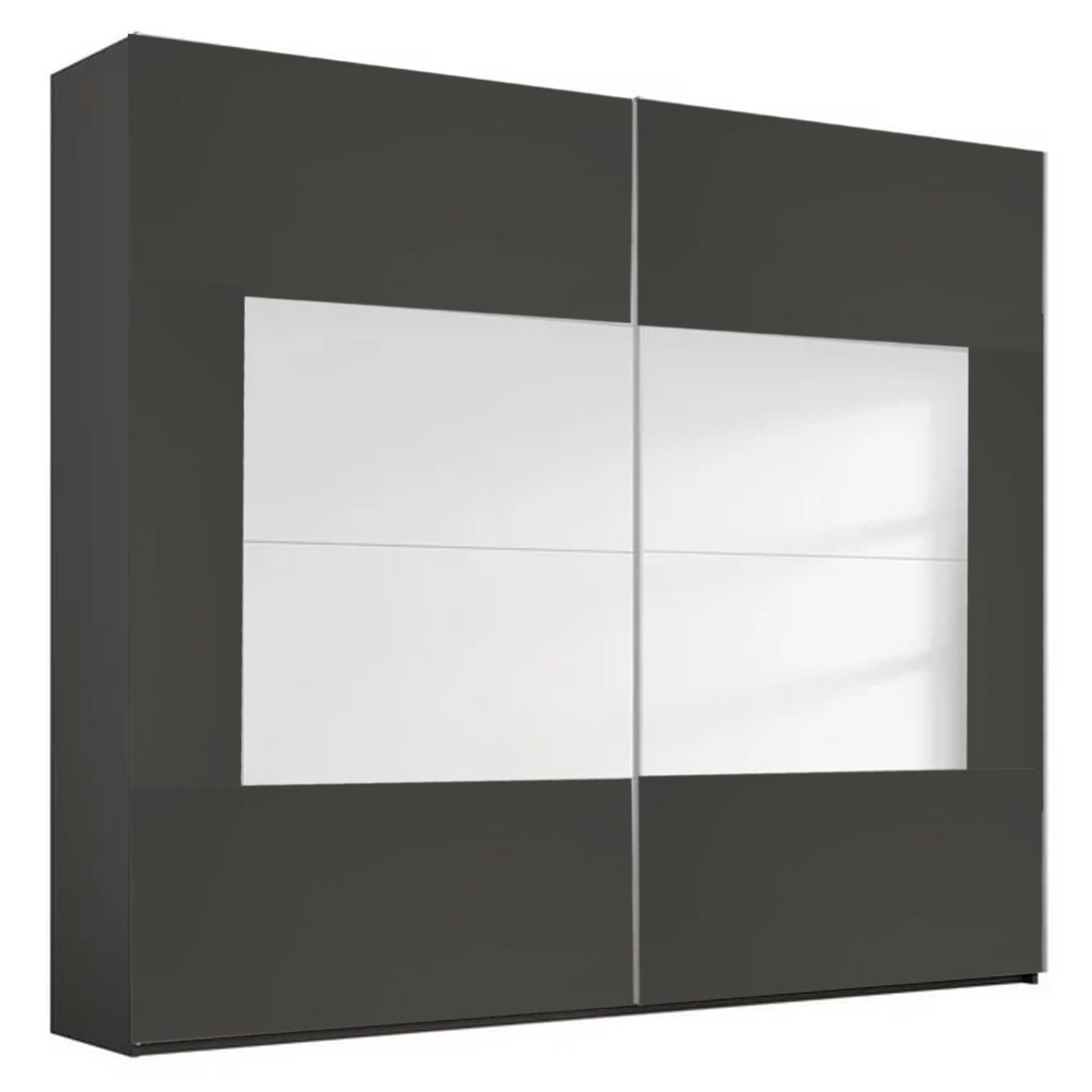Rauch Miramar Type-4 226cm 2 Door Sliding Wardrobe - Graphite and Basalt Glass