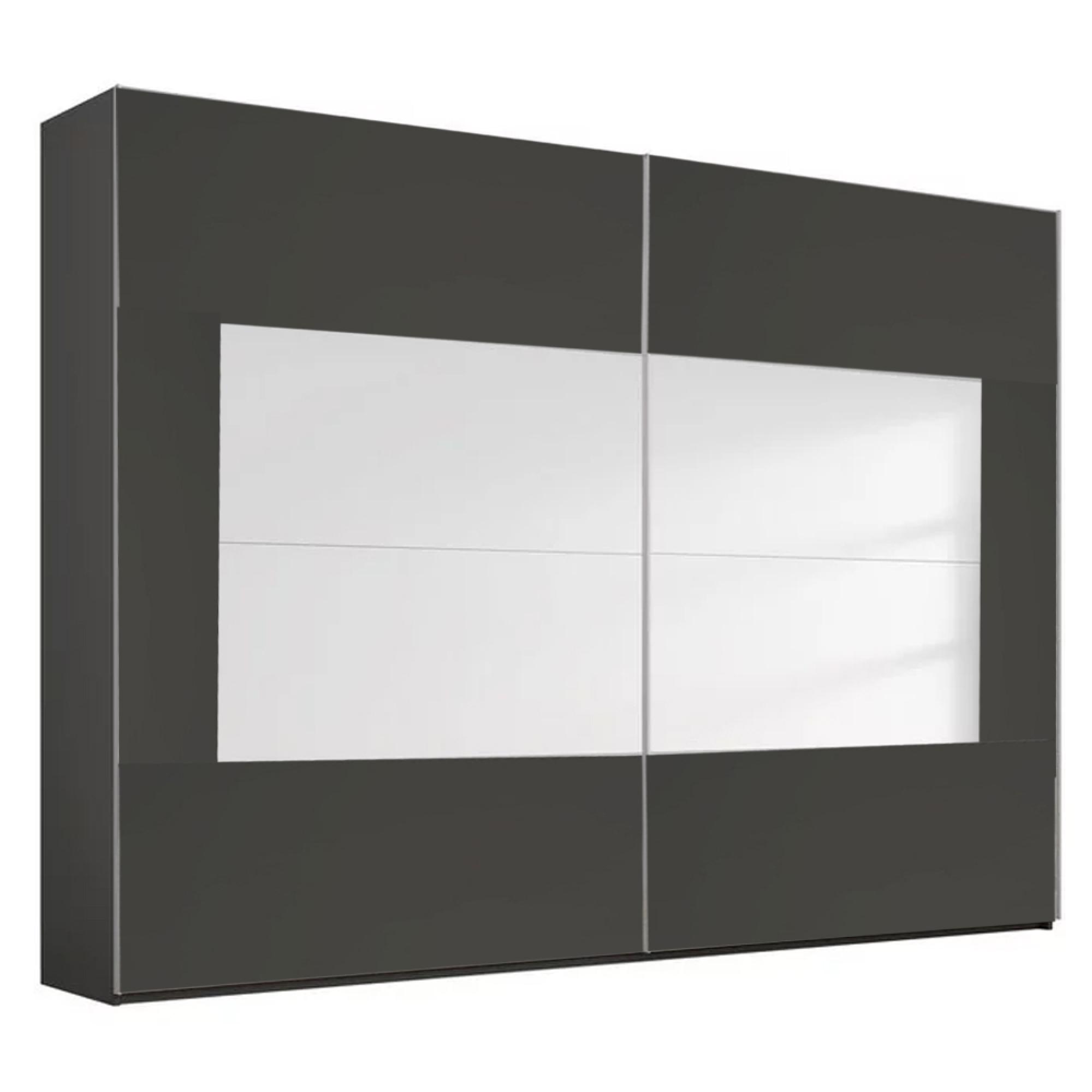 Rauch Miramar Type-4 271cm 2 Door Sliding Wardrobe - Graphite and Basalt Glass