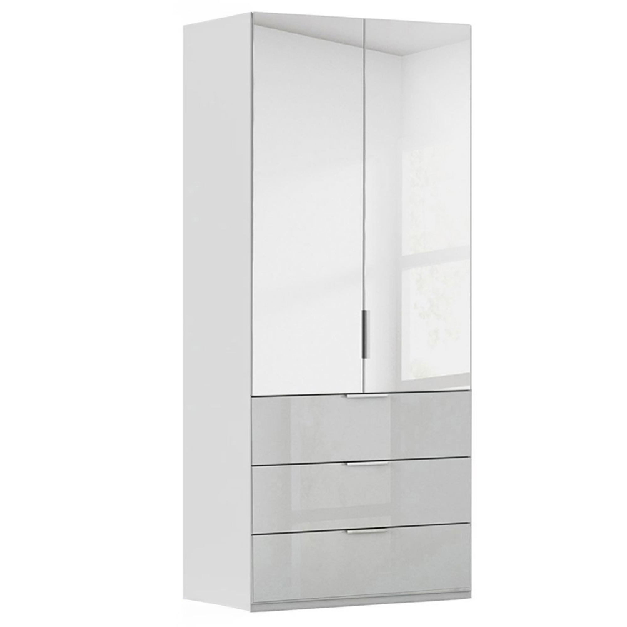 Miramar Type-5 Wardrobe - 101cm - 2 Door - Combi - Silk Grey & Silk Grey Glass