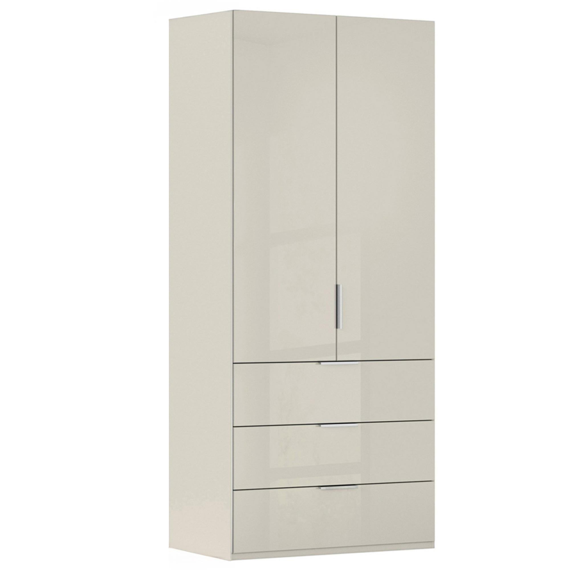 Miramar Type-5 Wardrobe - 101cm - 2 Door - 3 Drawer - Champagne & Champagne Glass