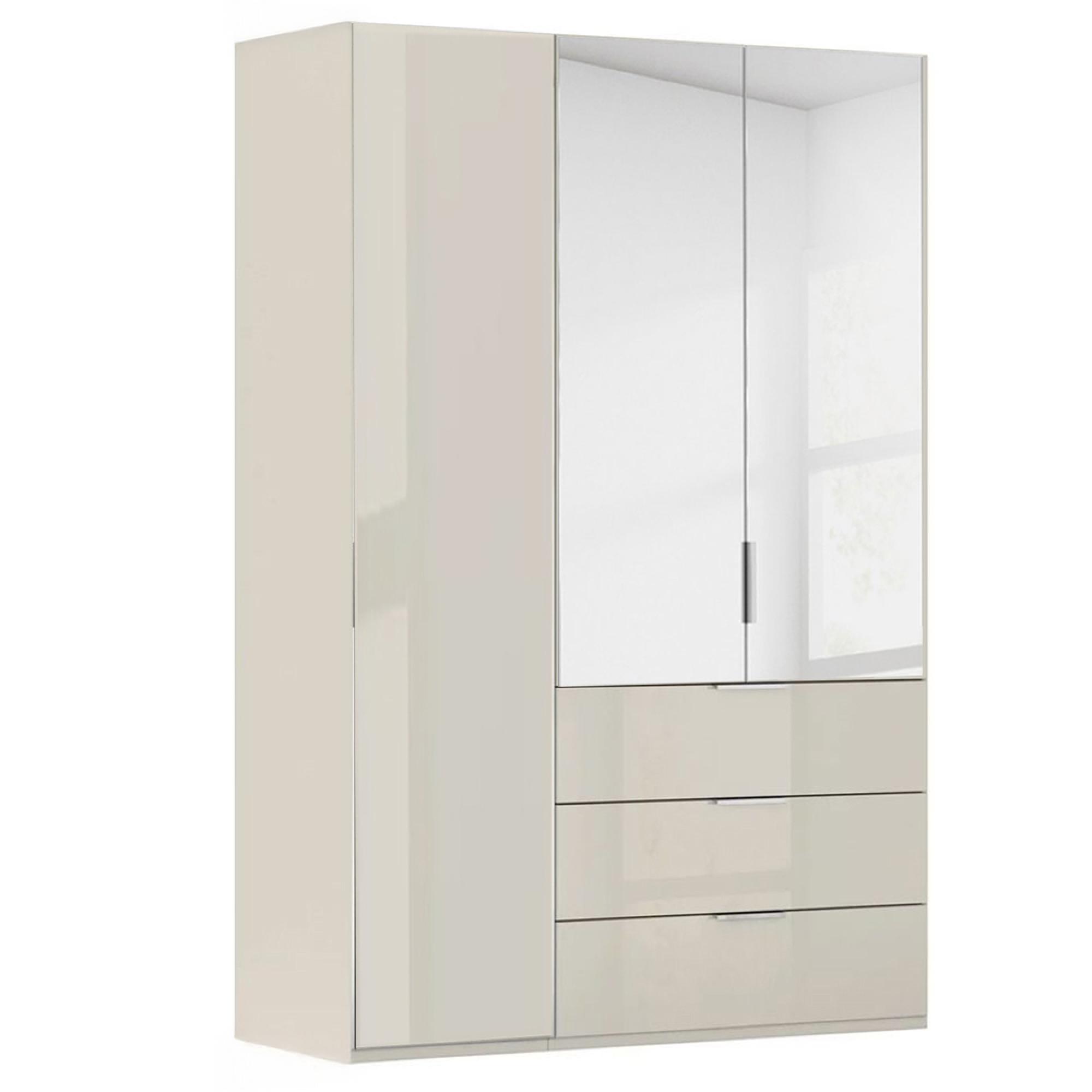 Miramar Type-5 Wardrobe - 151cm - 3 Door - Combi - Champagne & Champagne Glass