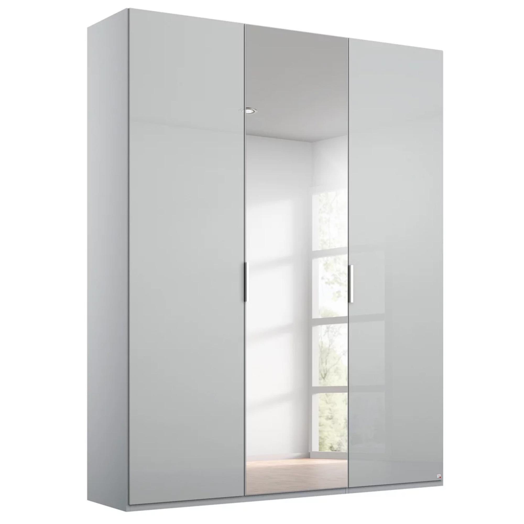 Rauch Miramar Type-5 151cm 3 Door Wardrobe with Mirror - Silk Grey and Silk Grey Glass