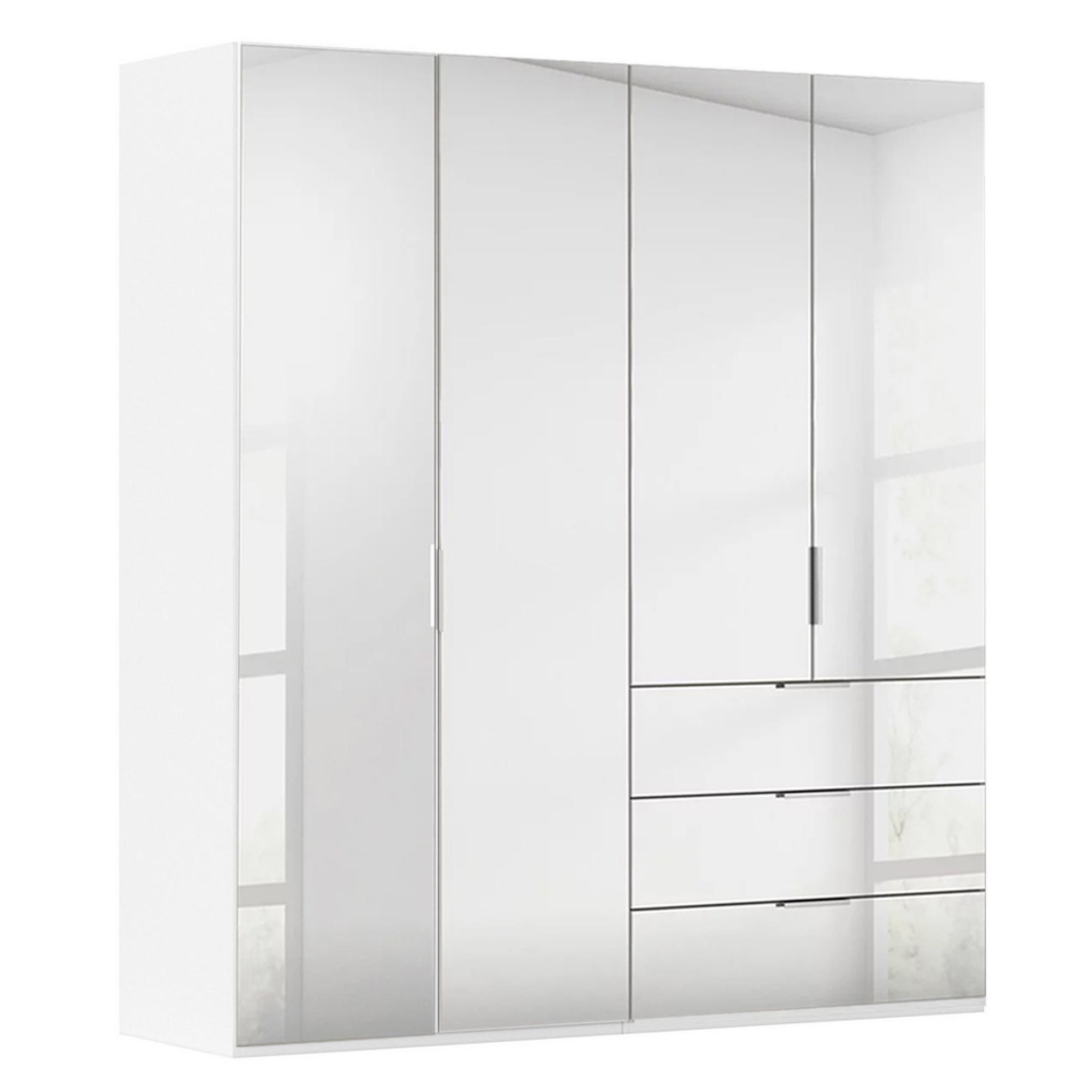 Miramar Type-5 Wardrobe - 201cm - 4 Door - Combi - Alpine White