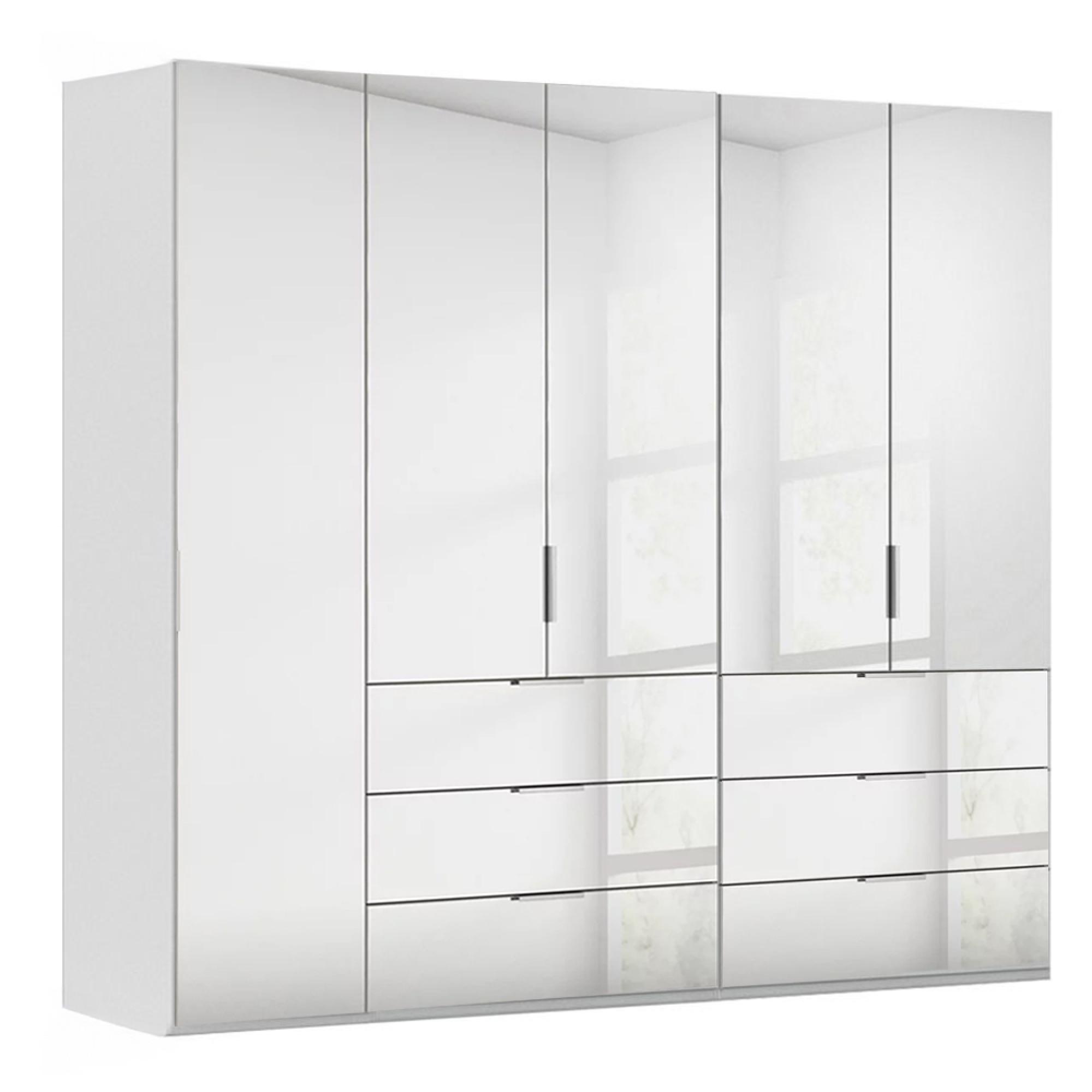 Miramar Type-5 Wardrobe - 251cm - 5 Door - Combi - Silk Grey