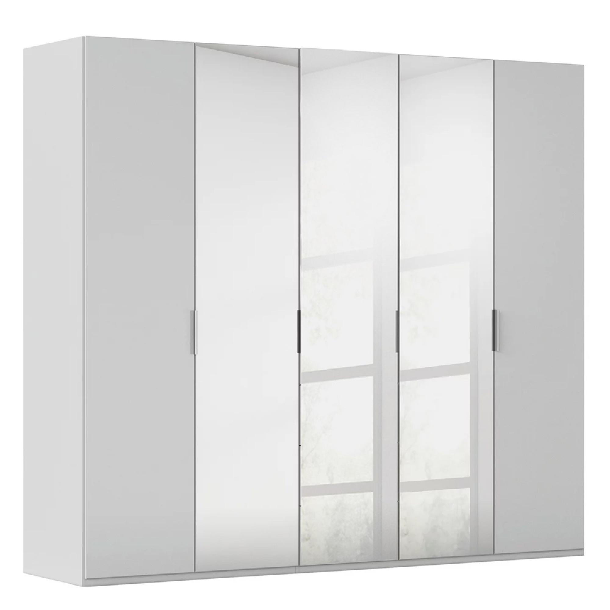 Rauch Miramar Type-5 251cm 5 Door Wardrobe with Mirror - Silk Grey and Silk Grey Glass