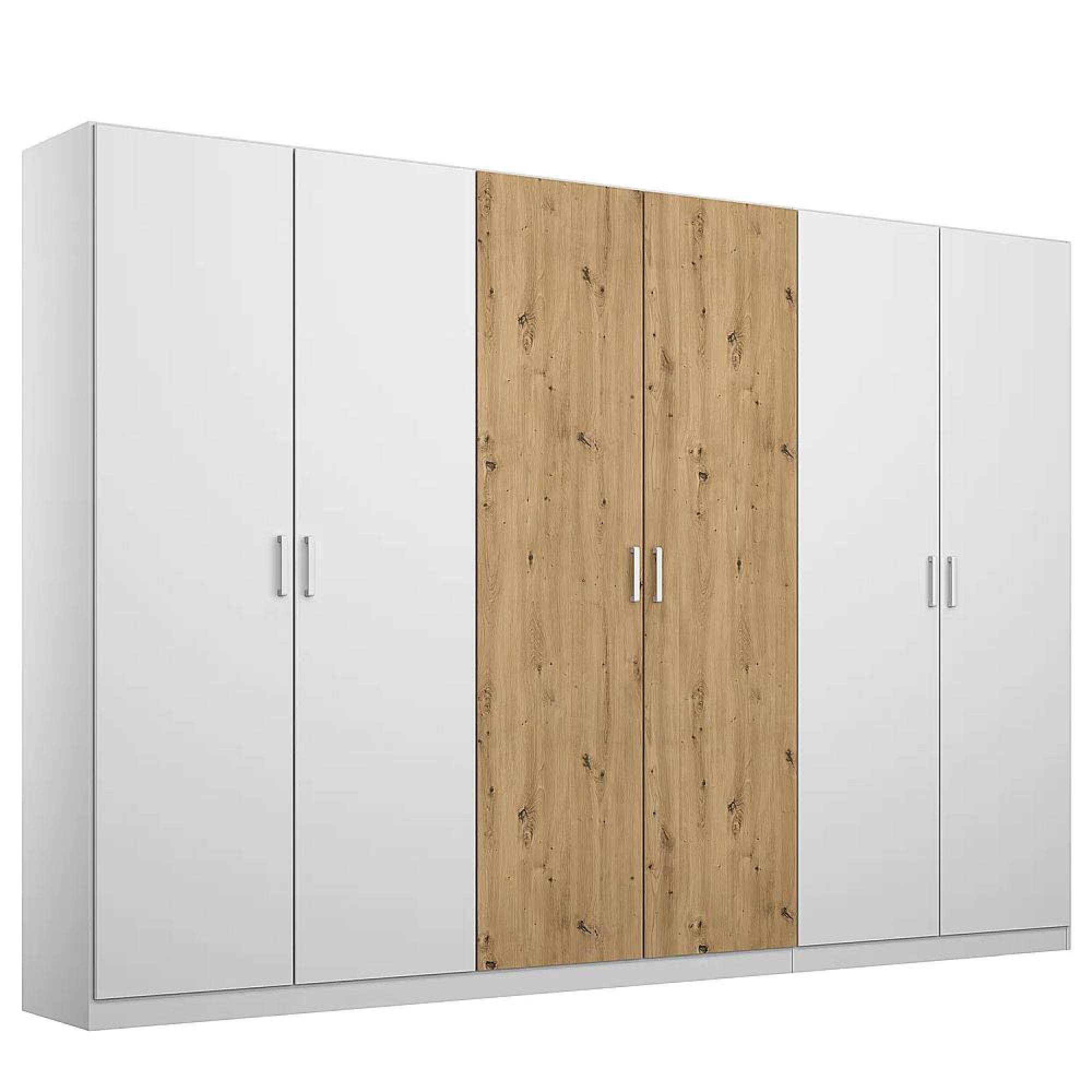 Rauch Miro 271cm 6 Door Wardrobe - Alpine White and Artisan Oak