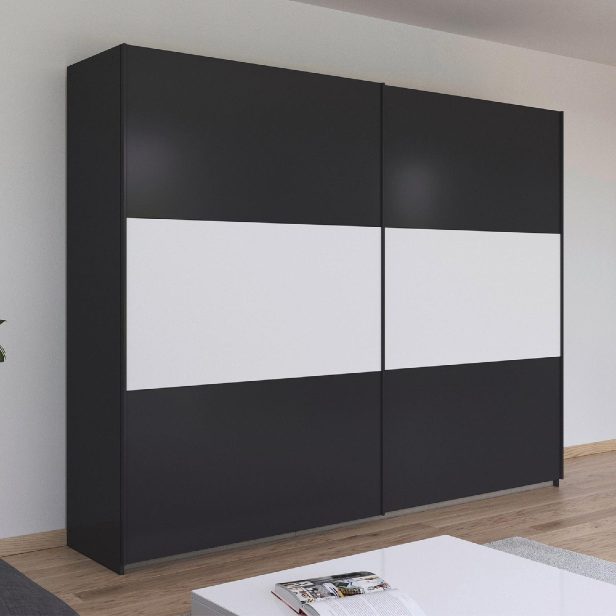 Rauch Neo 261cm 2 Door Sliding Wardrobe - Metallic Dark Grey and Alpine White