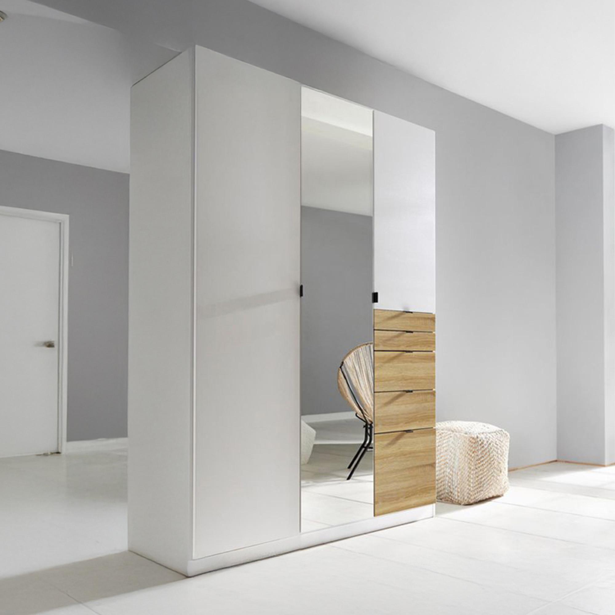 Rauch Ontario 136cm 3 Door Combi Wardrobe - Alpine White and Sonoma Oak