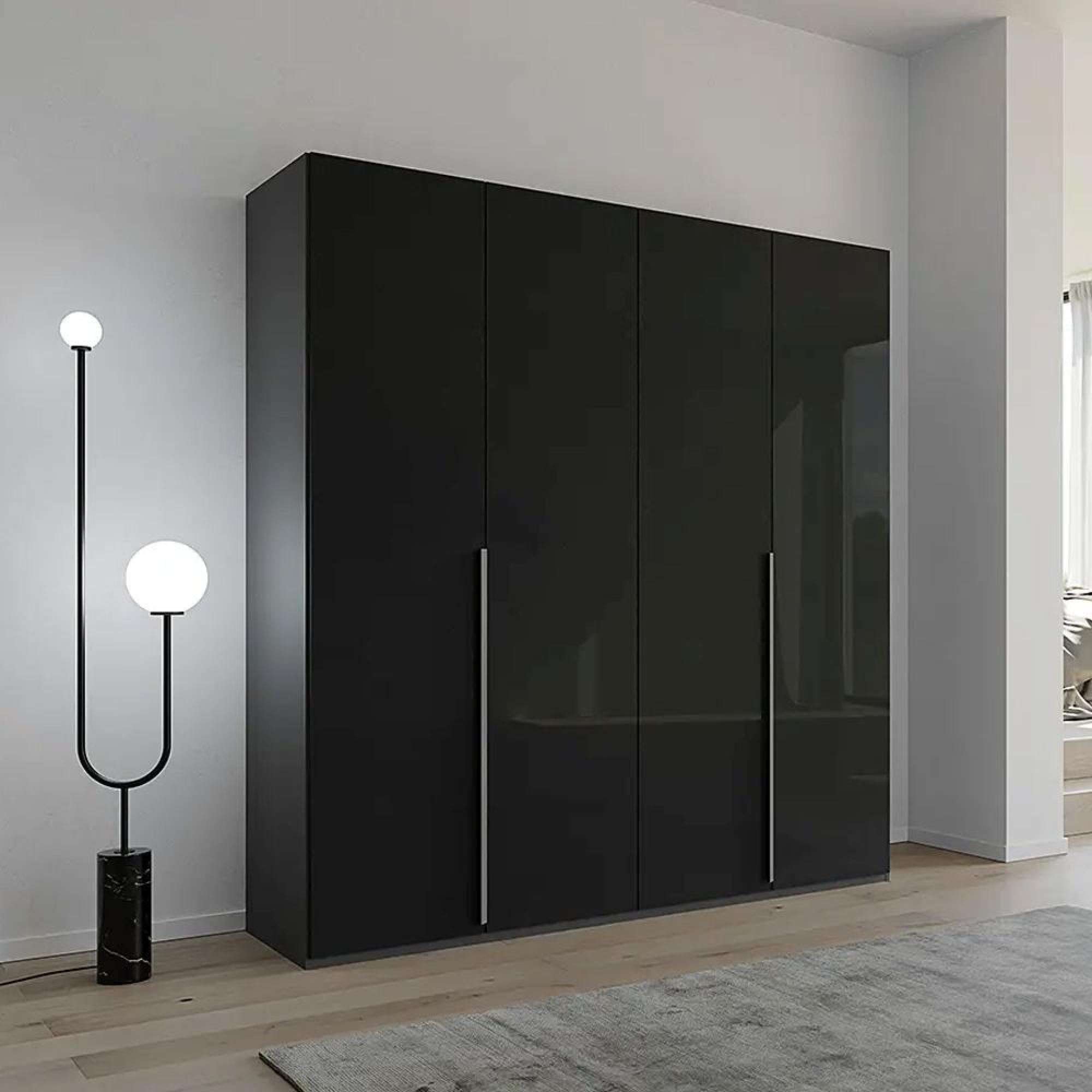 Rauch Purisma 201cm 4 Door Wardrobe - Graphite and Basalt Glass