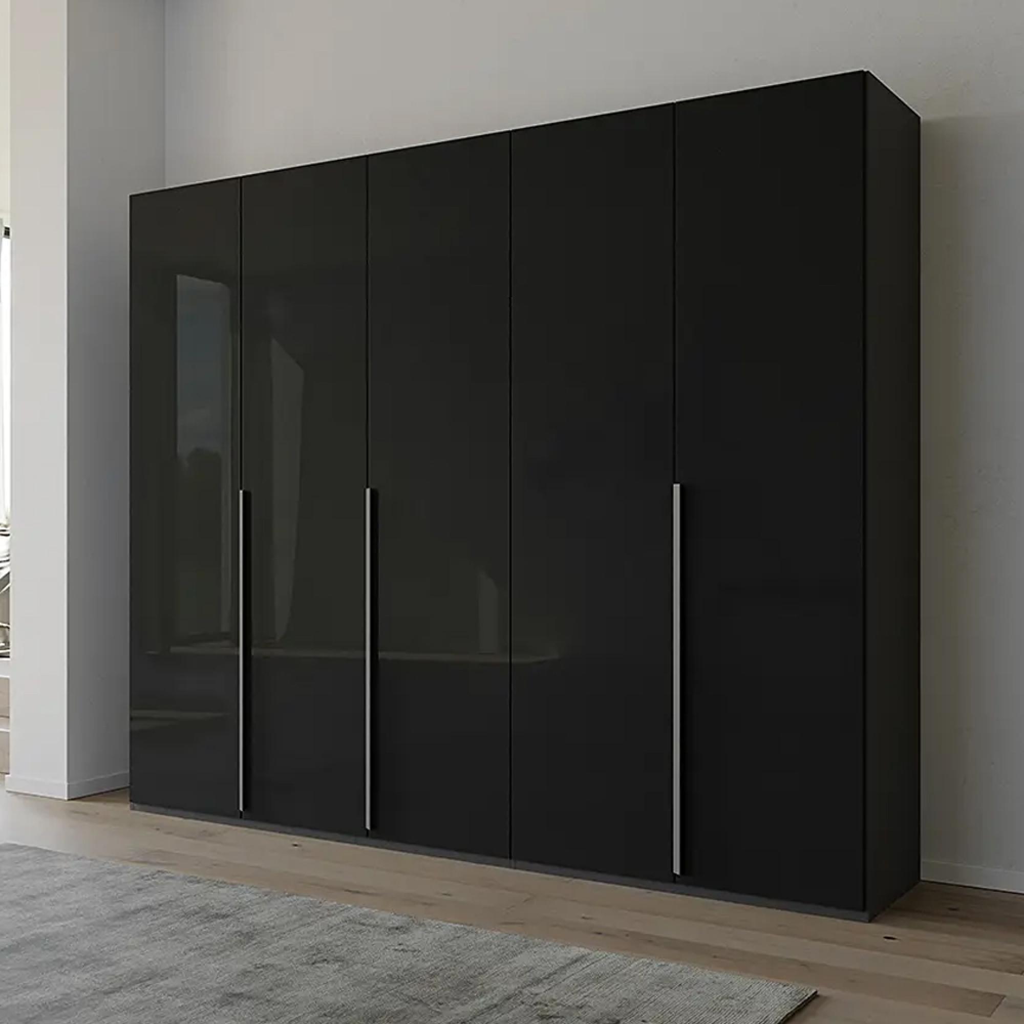 Rauch Purisma 251cm 5 Door Wardrobe - Graphite and Basalt Glass