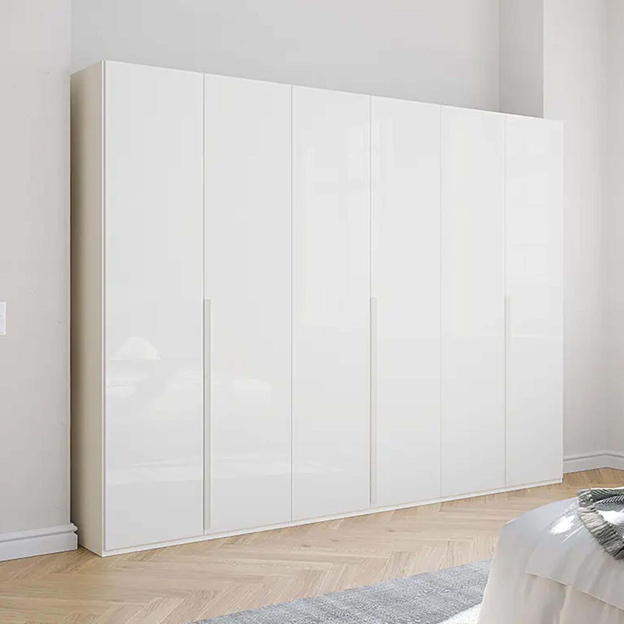Rauch Purisma 301cm 6 Door Wardrobe - Alpine White and Crystal White Glass