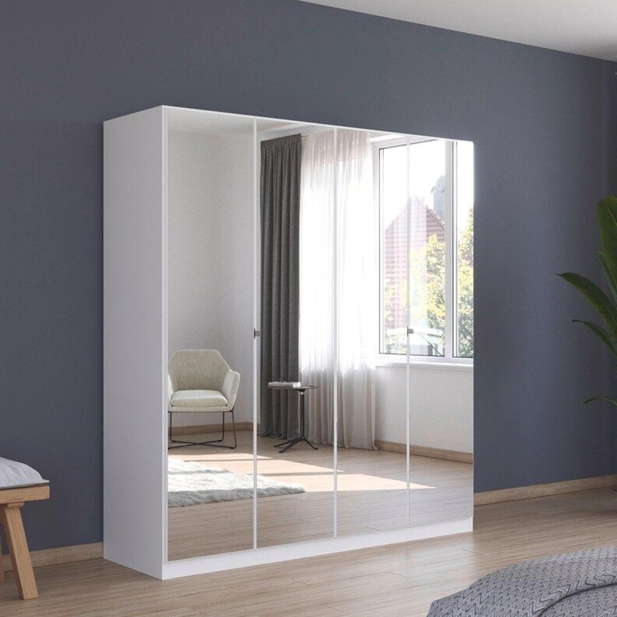 Rauch Reflect 181cm 4 Door Mirrored Wardrobe - Alpine White