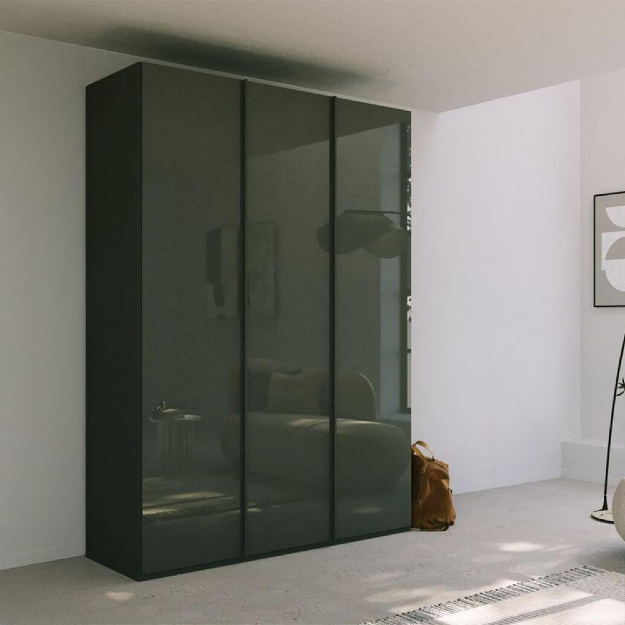 Rauch Skat Meridian 151cm 3 Door Wardrobe - Graphite and Basalt Glass