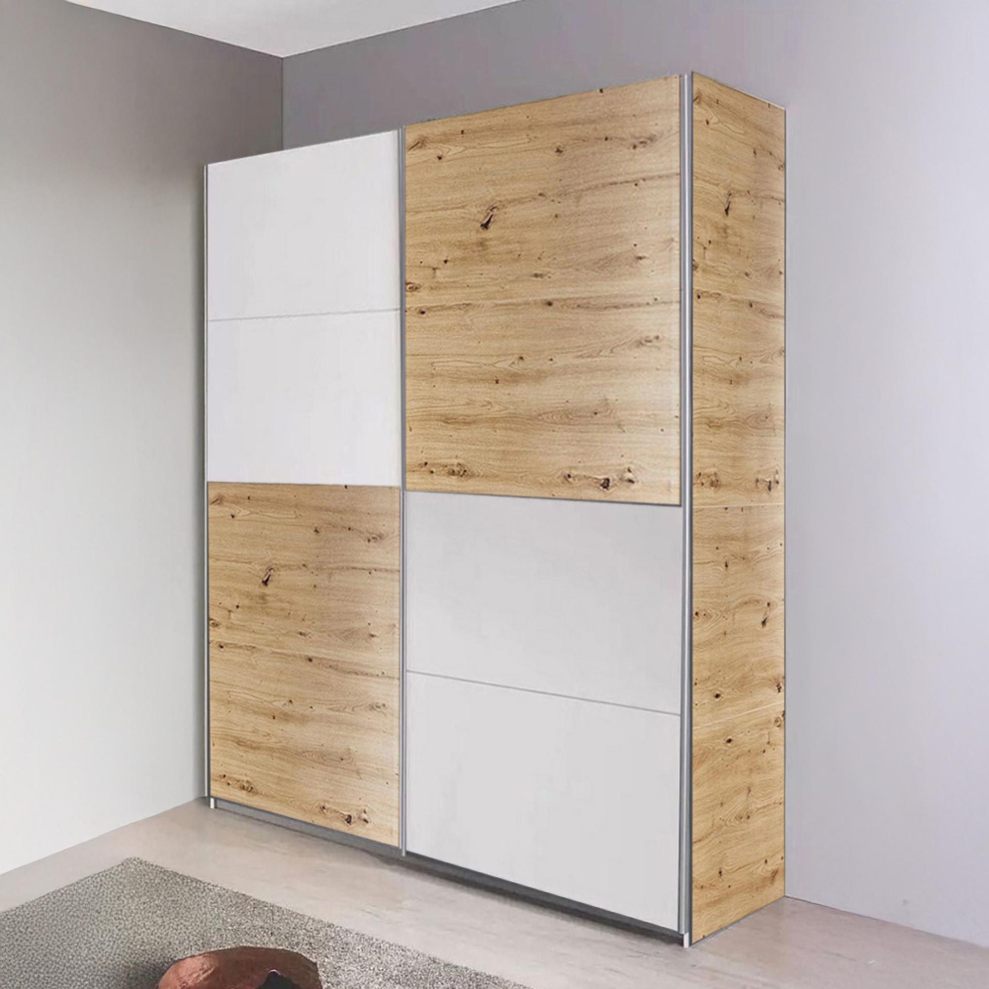 Rauch Subito 136cm 2 Door Sliding Wardrobe - Artisan Oak and Alpine White