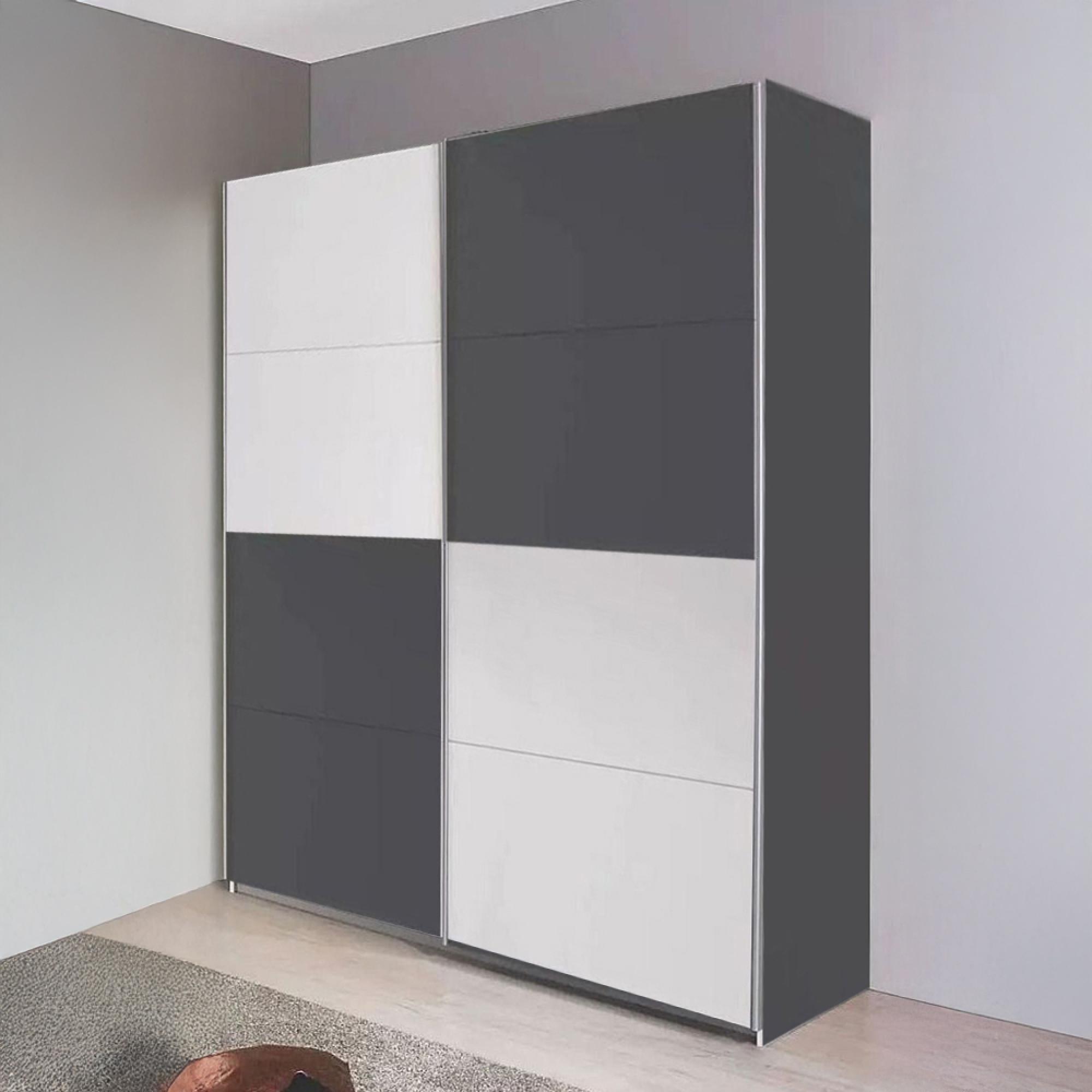 Rauch Subito 136cm 2 Door Sliding Wardrobe - Metallic Dark Grey and Alpine White