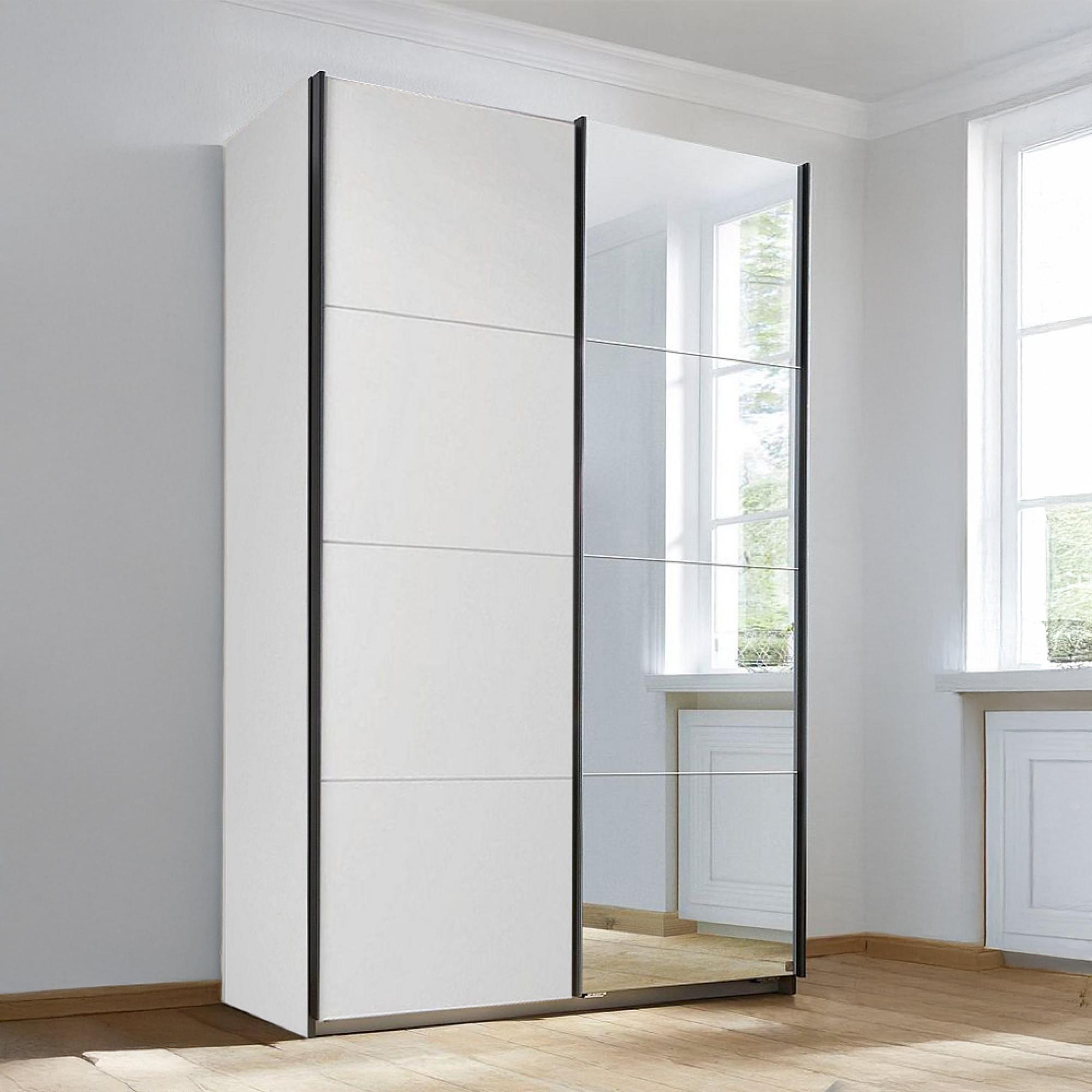 Rauch Subito 136cm 2 Door Sliding Wardrobe with Mirror - Alpine White