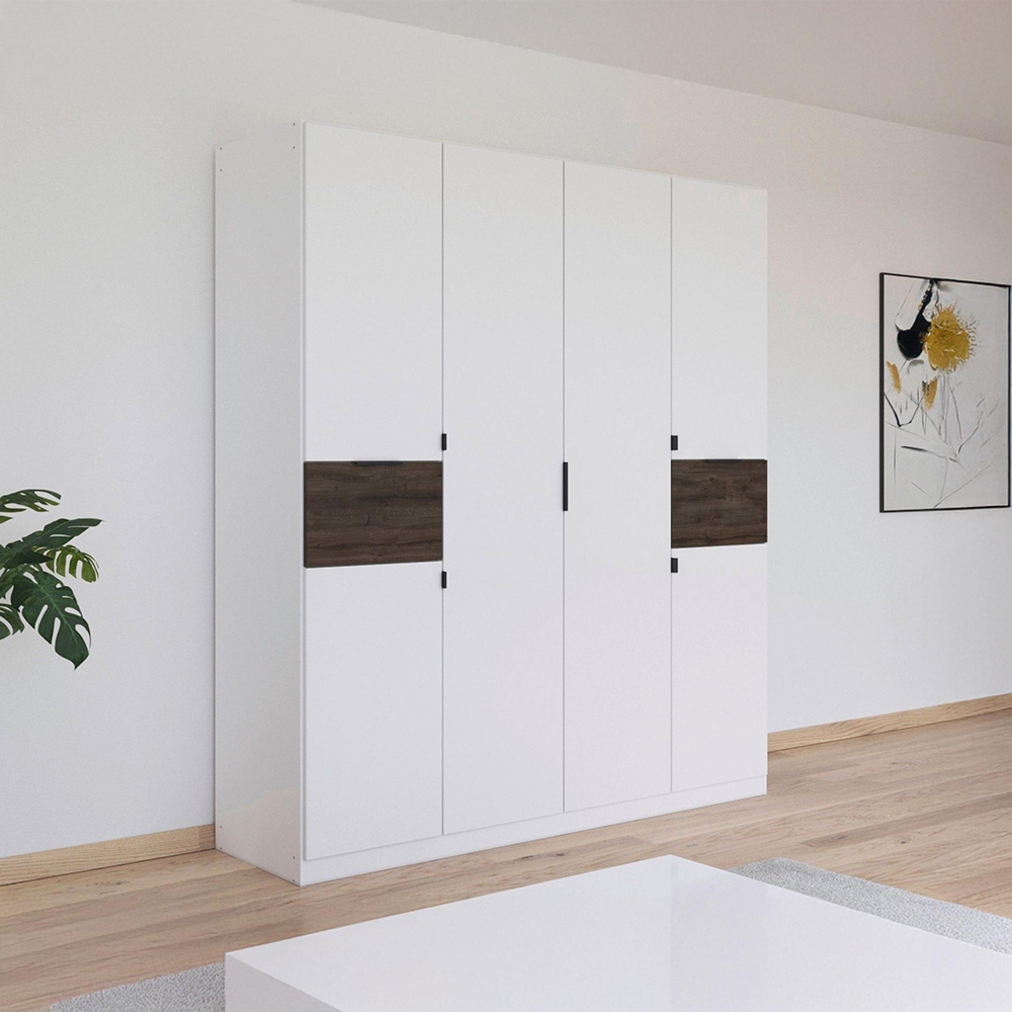 Rauch Ticao 181cm 6 Door Wardrobe - Alpine White and Atlantic Dark Oak