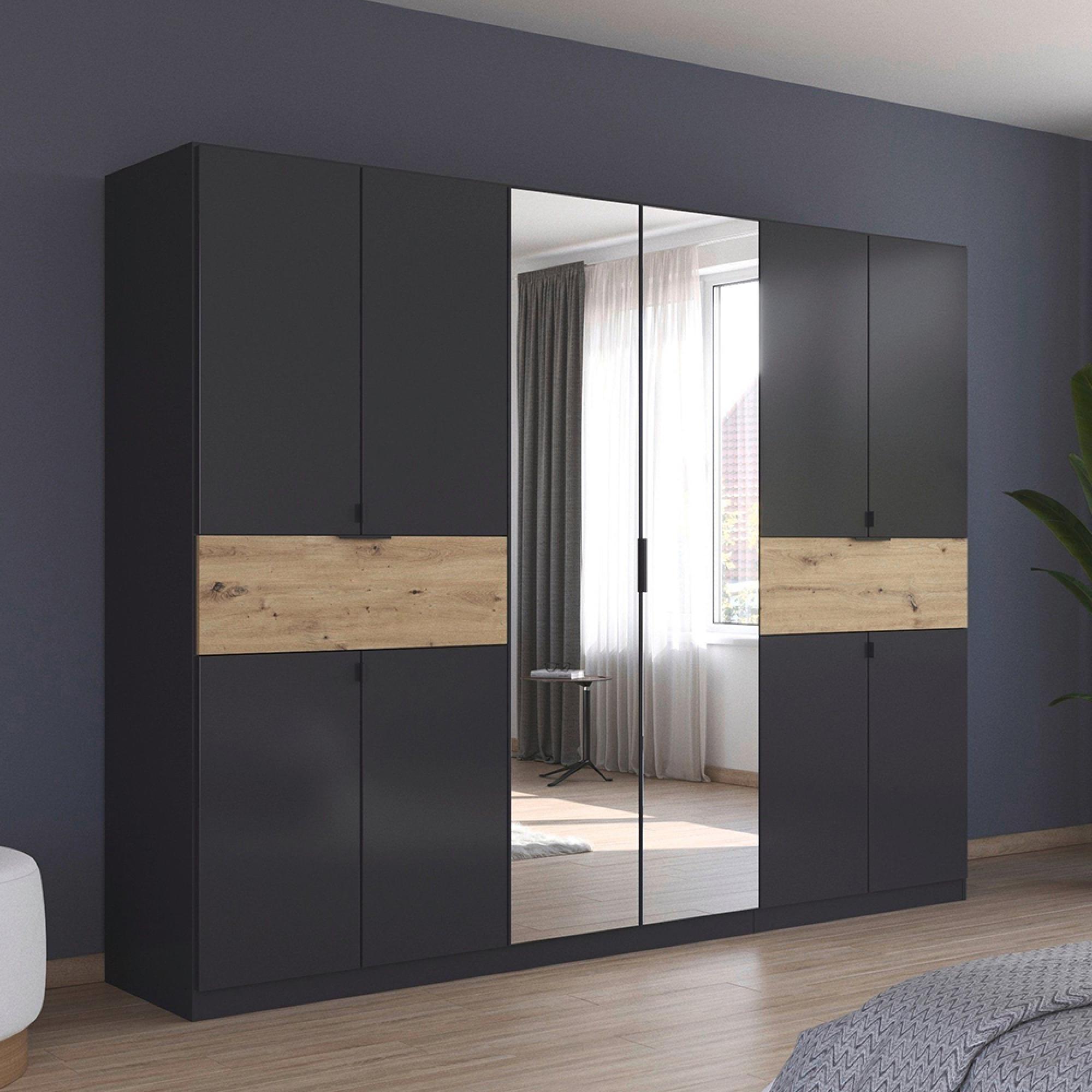 Rauch Ticao 271cm 10 Door Combi Wardrobe - Metallic Dark Grey and Artisan Oak