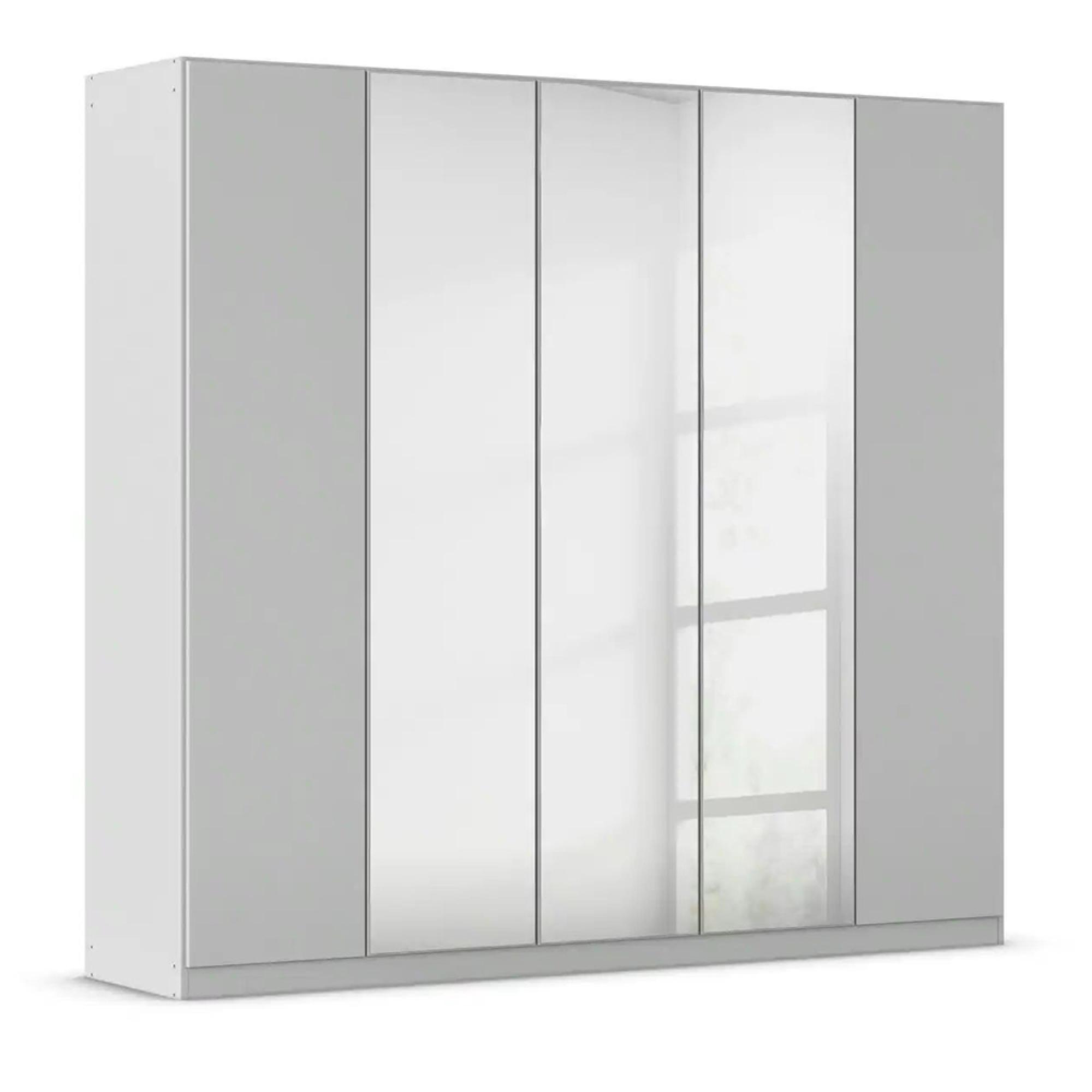 Rauch Wingview Lite 226cm 5 Door Wardrobe with Mirror - Silk Grey