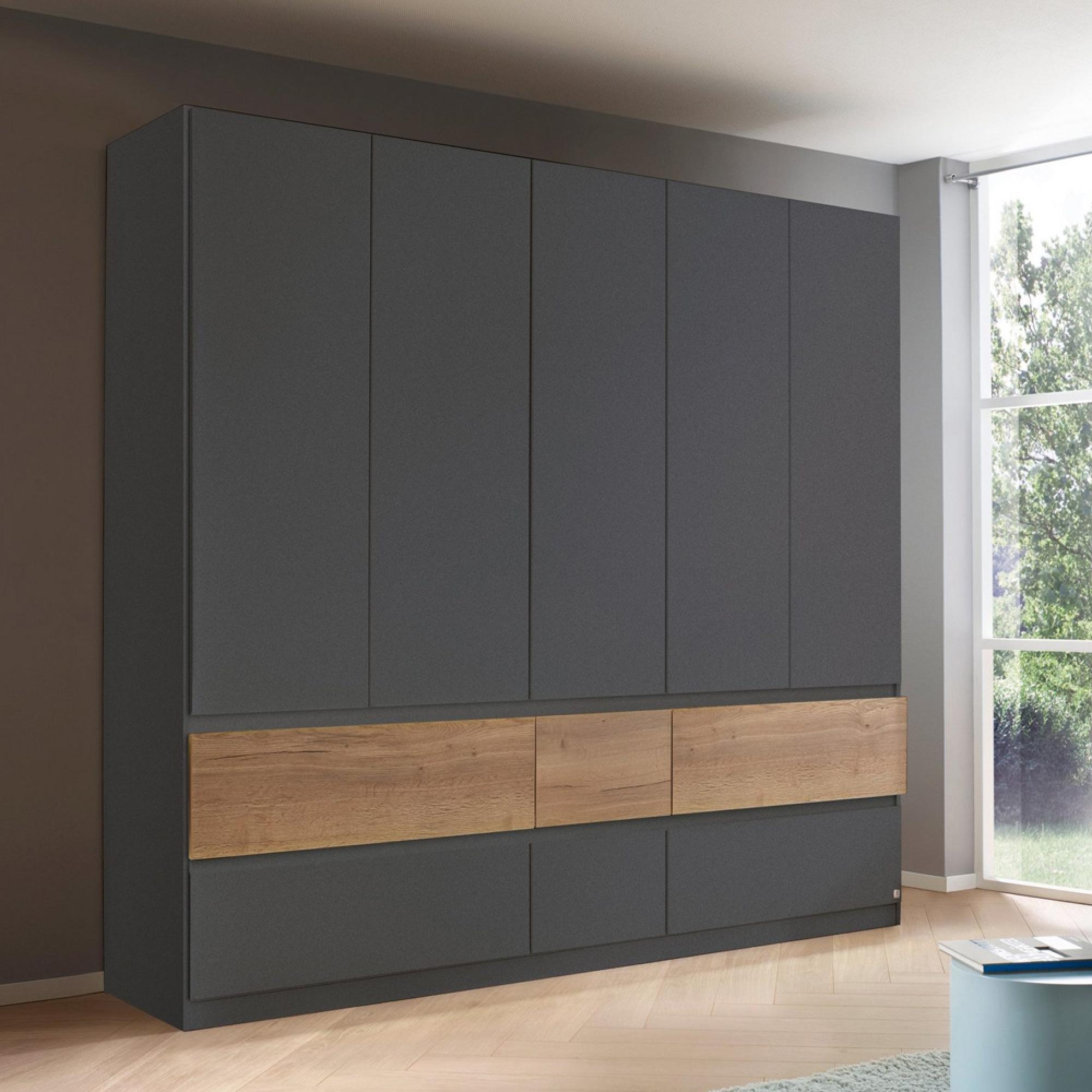 Rauch Winnipeg 226cm 5 Door Wardrobe - Metallic Dark Grey and Halifax Oak