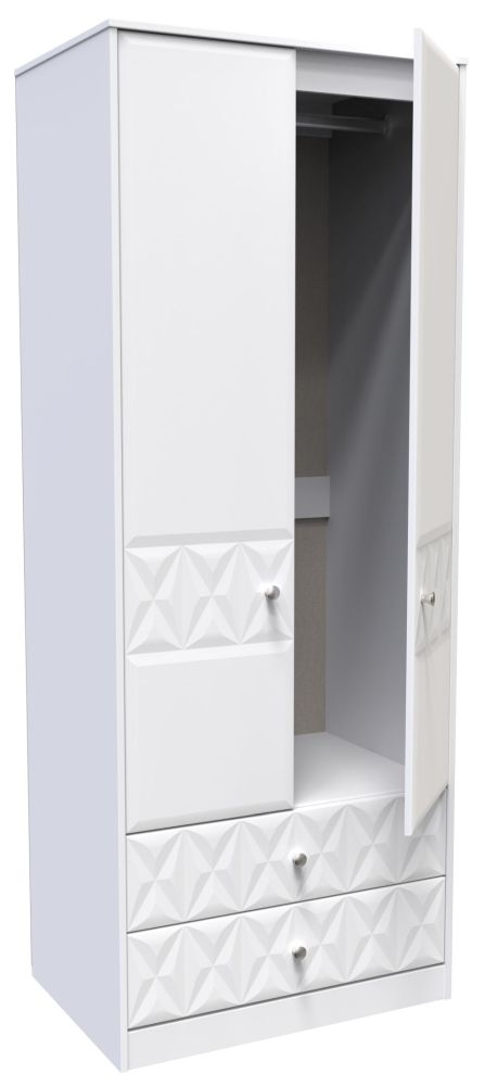 San Jose Wardrobe - 2 Door - 2 Drawer - Tall - White