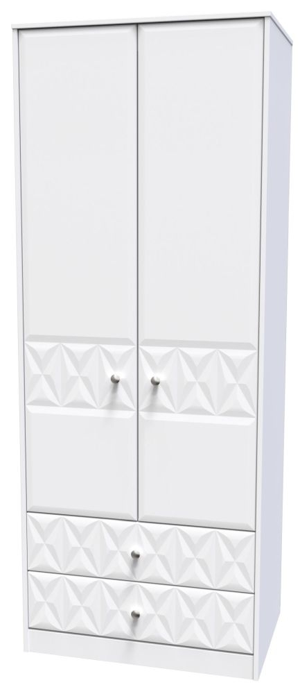 San Jose Wardrobe - 2 Door - 2 Drawer - Tall - White