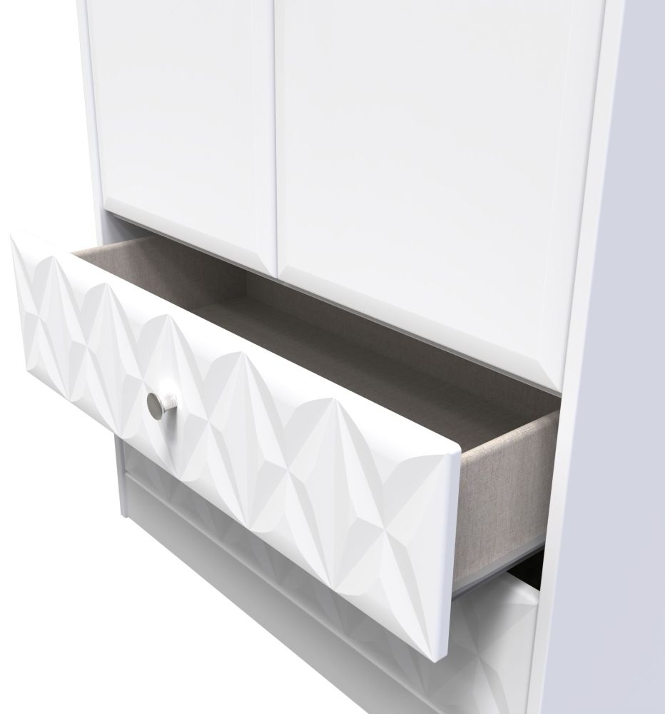San Jose Wardrobe - 2 Door - 2 Drawer - Tall - White