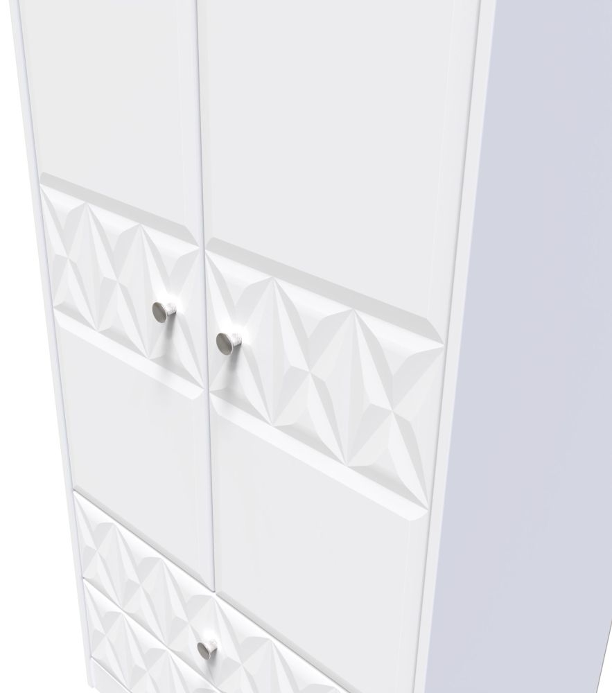 San Jose Wardrobe - 2 Door - 2 Drawer - Tall - White