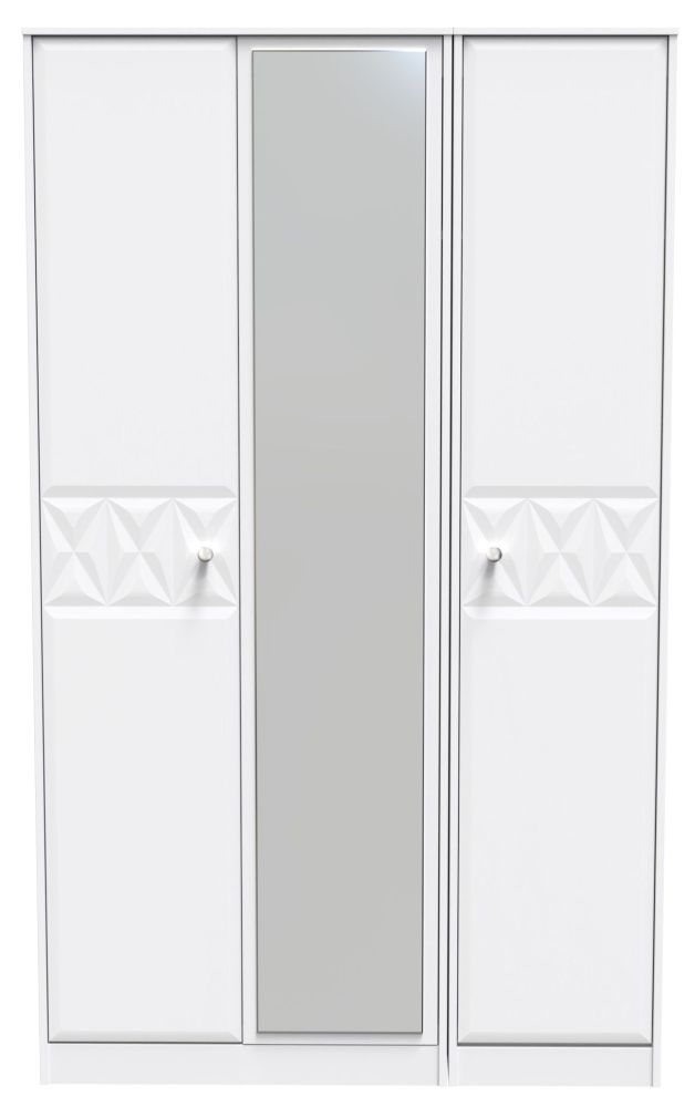 San Jose White 3 Door Tall Triple Wardrobe - 1 Mirror