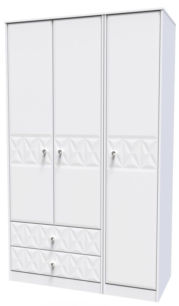 San Jose Wardrobe - 3 Door - LHF 2 Drawers - Triple - Tall - White