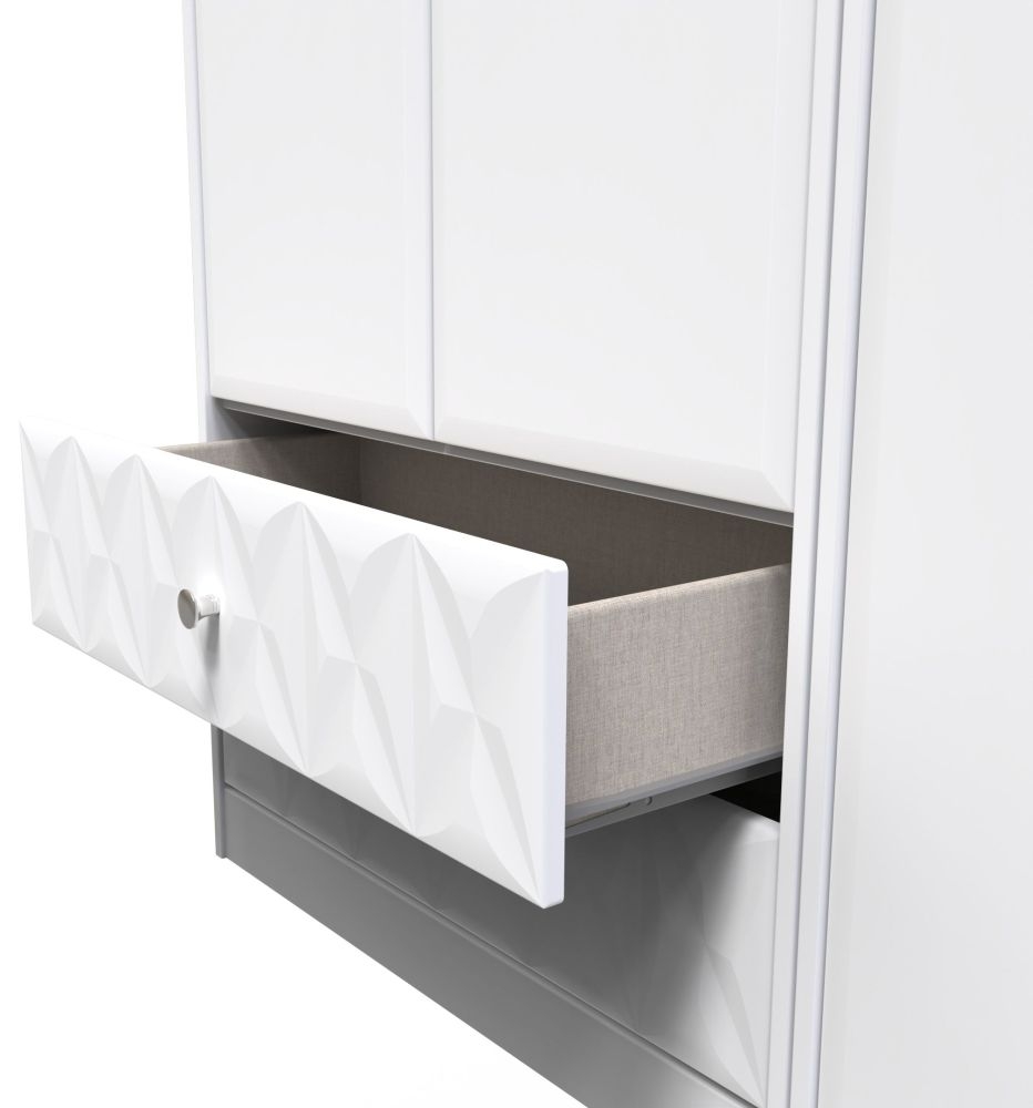 San Jose Wardrobe - 3 Door - LHF 2 Drawers - Triple - Tall - White