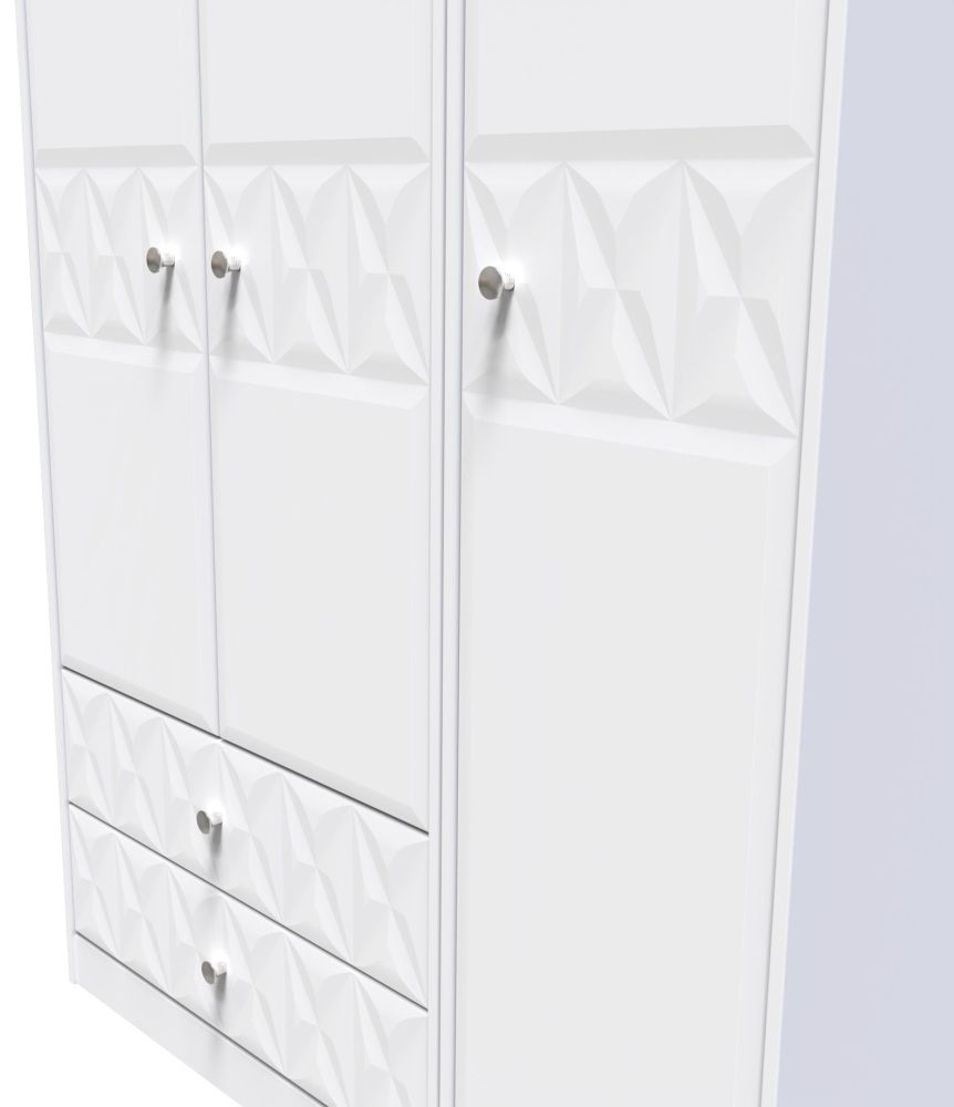 San Jose Wardrobe - 3 Door - LHF 2 Drawers - Triple - Tall - White