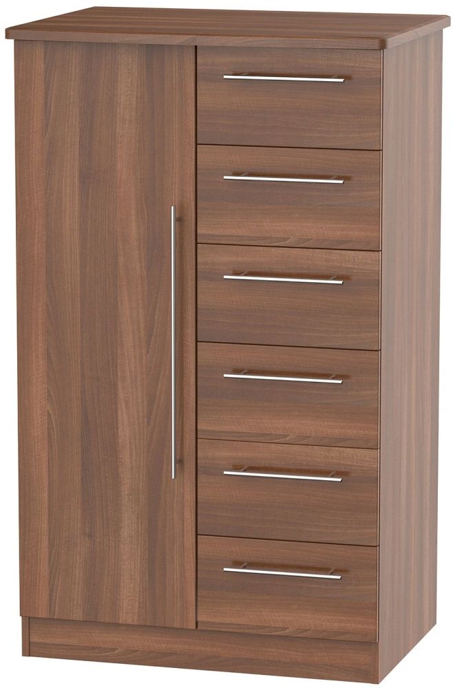 Sherwood Walnut Effect 1 Door Midi Wardrobe