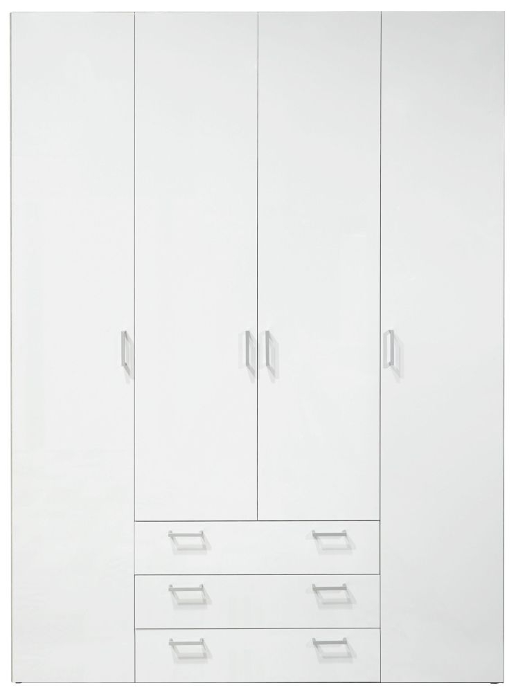 Space White 4 Door 3 Drawer Wardrobe
