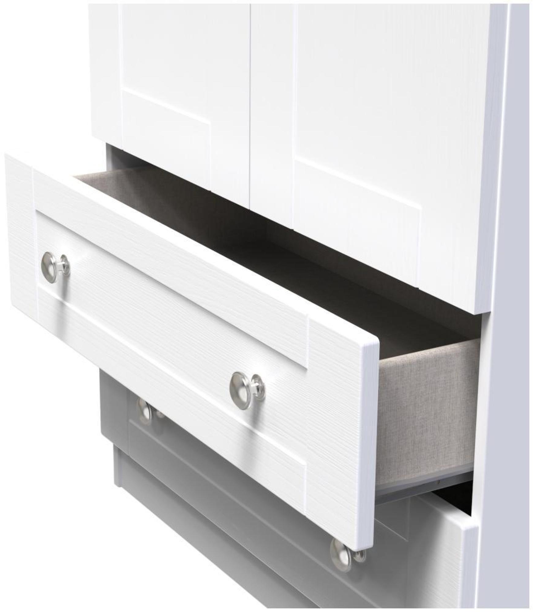 Sussex Wardrobe - 2 Door - 2 Drawer - Double - White and Oak
