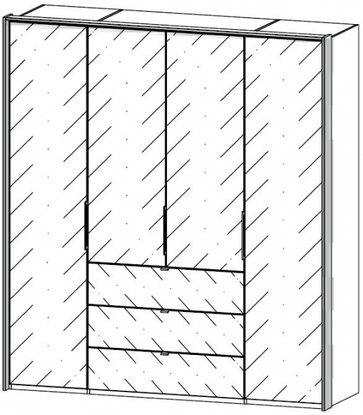 5J49 : 4 Door 3 Drawer Glass Combi Folding Wardrobe with Passepartout