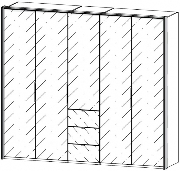 5J55 : 5 Door 3 Drawer Glass Combi Folding Wardrobe with Passepartout