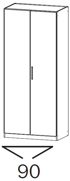 17D3 : 2 Door Wardrobe with Vertical Trim and Chrome Color Long Handle