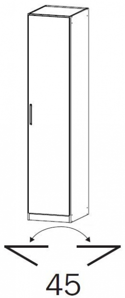 17G2 : 1 Glass Right Door Wardrobe with Vertical and Horizontal Trim with Carcase Color Short Handle
