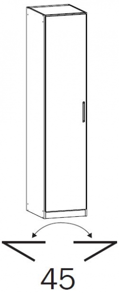 4701: 1 Left Door Wardrobe with Vertical and Horizontal Trim with Chrome Color Long Handle