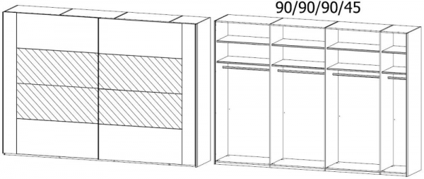 5SD5 : 2 Door Sliding Wardrobe with Color Front Frame and Middle Door Section Mirror wih Aluminium Color Handle Strip