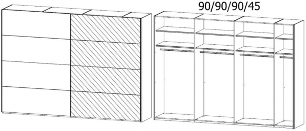 56KN : 2 Door Sliding Wardrobe with 1 Left Door Color Glass Front and 1 Right Door Mirror with Aluminium Color Handle