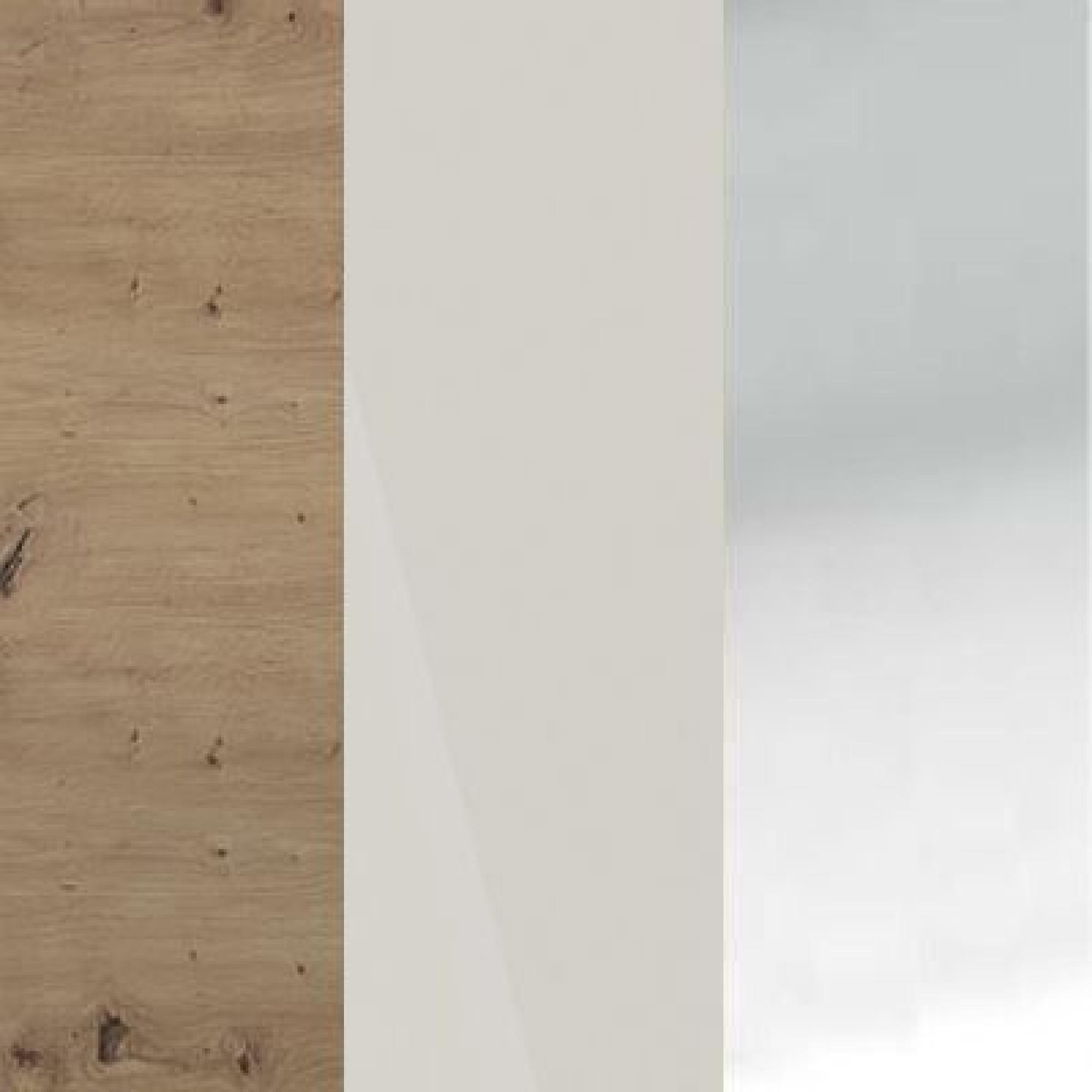 Bianco Oak Carcase with Champagne Glass Front and Chrome Handle 051