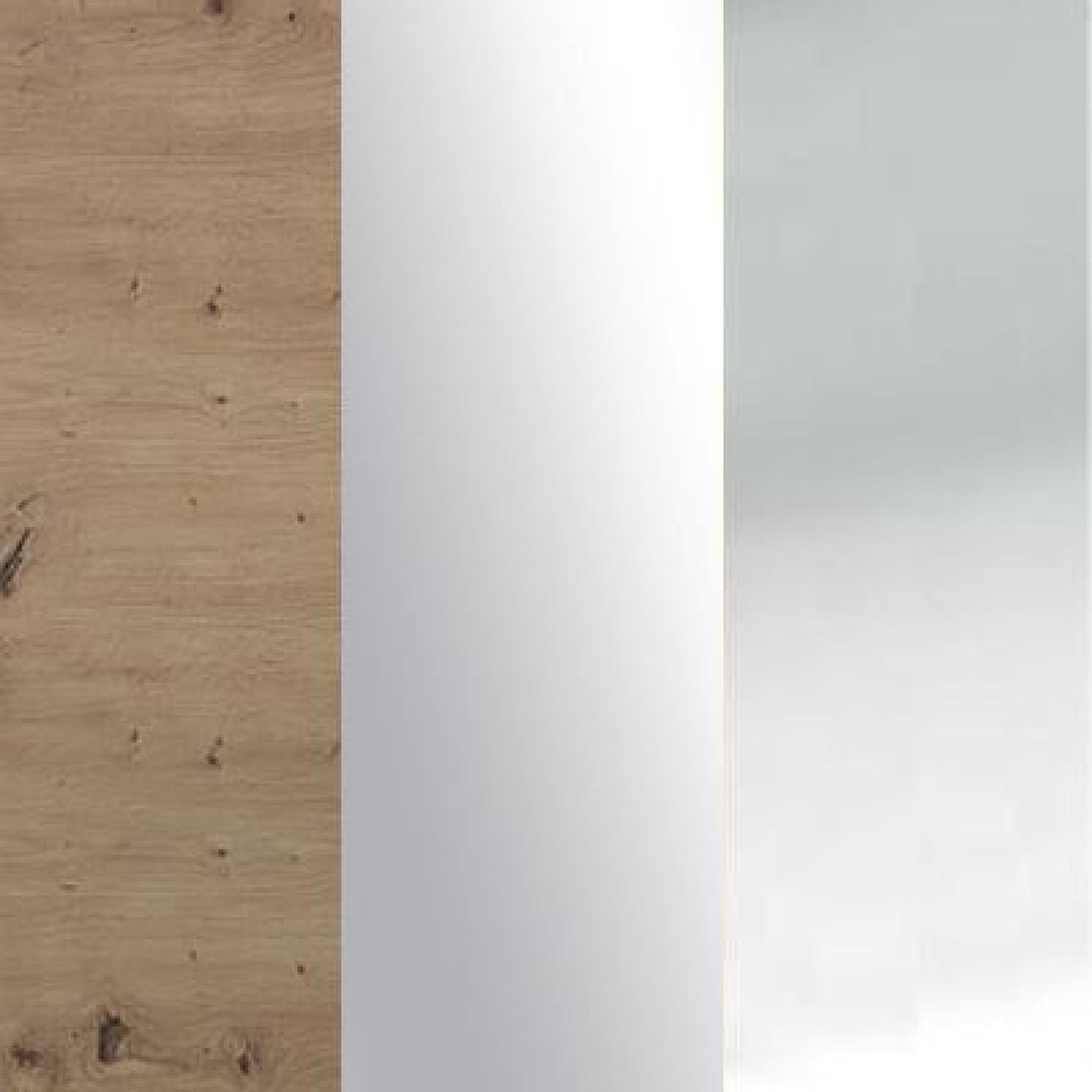 Bianco Oak Carcase with Crystal Mirror Front and Chrome Handle 051