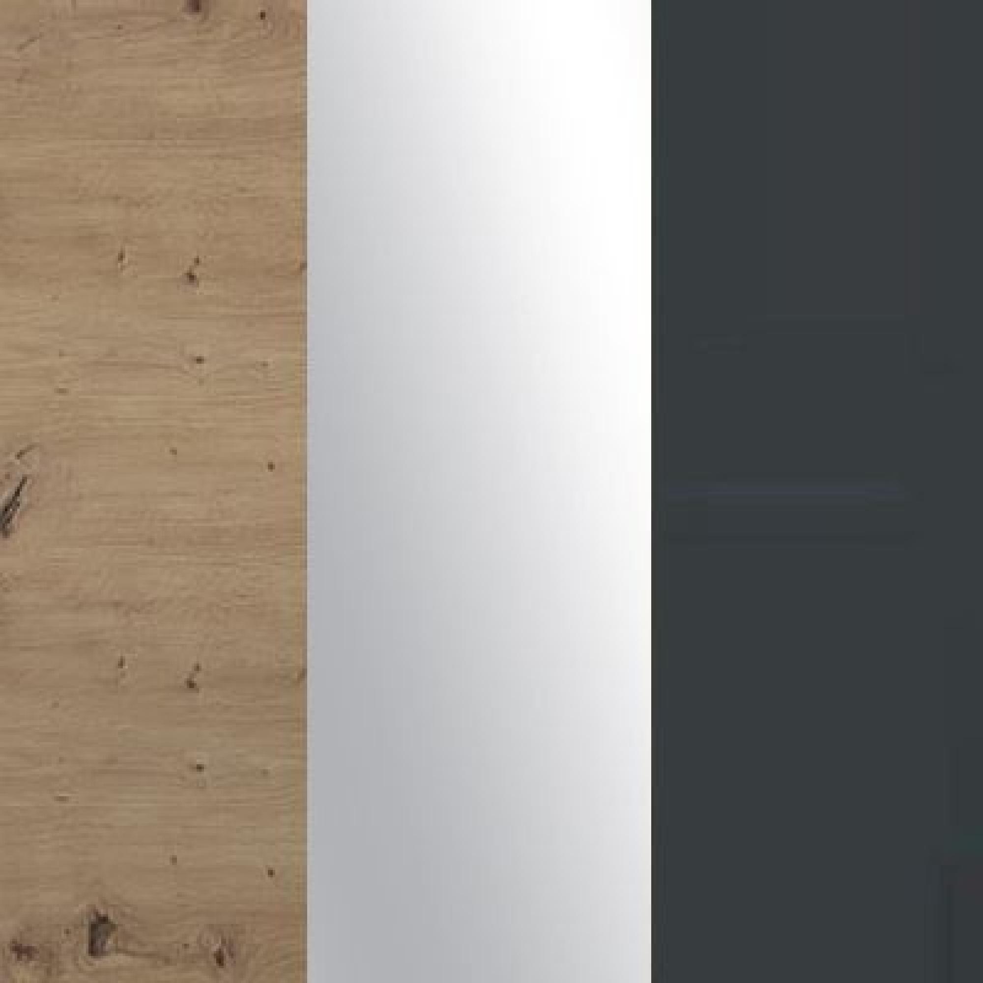 Bianco Oak Carcase with Crystal Mirror Front and Slate Handle 955